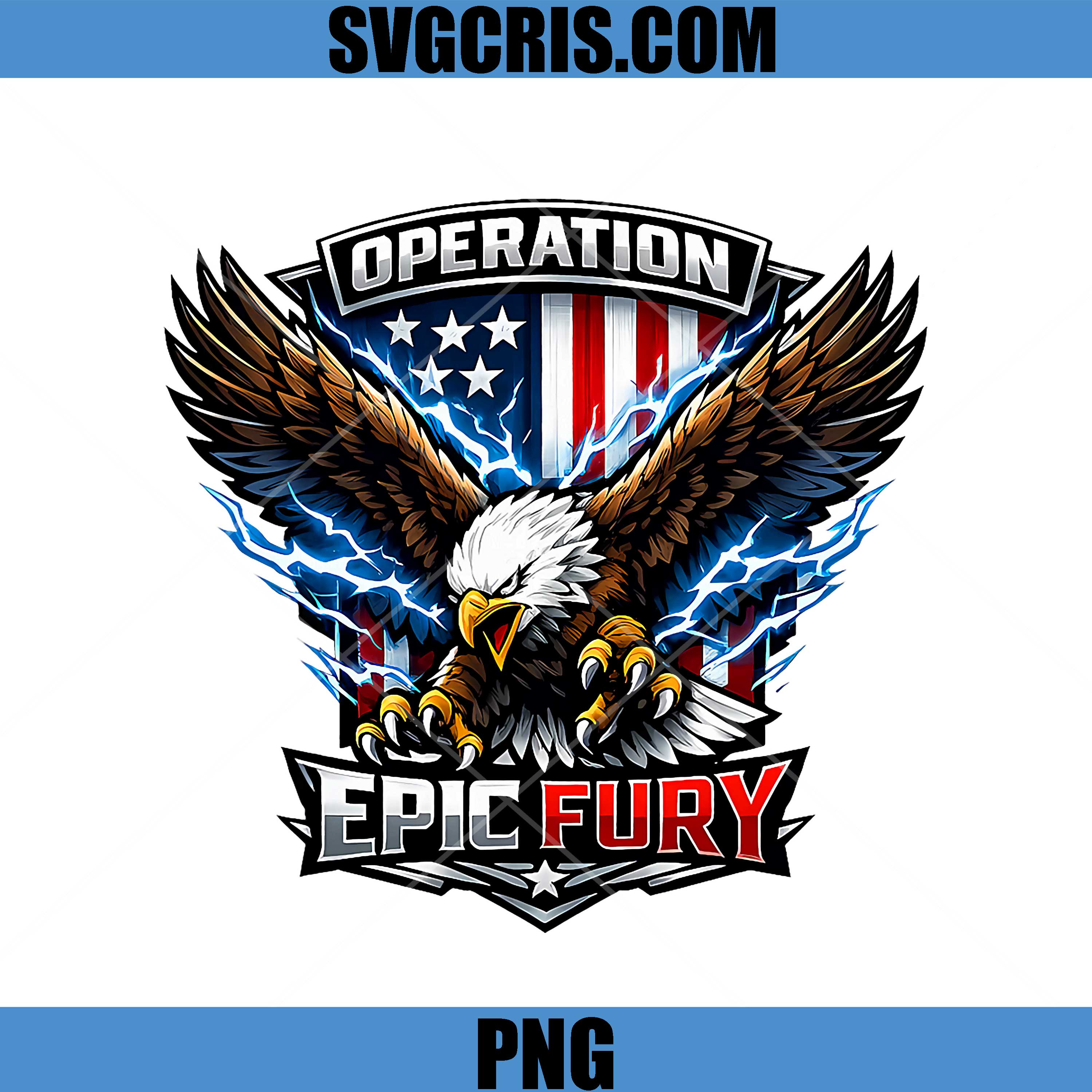 Operation Epic Fury Eagle Graphic PNG, Patriotic USA Flag Eagle PNG