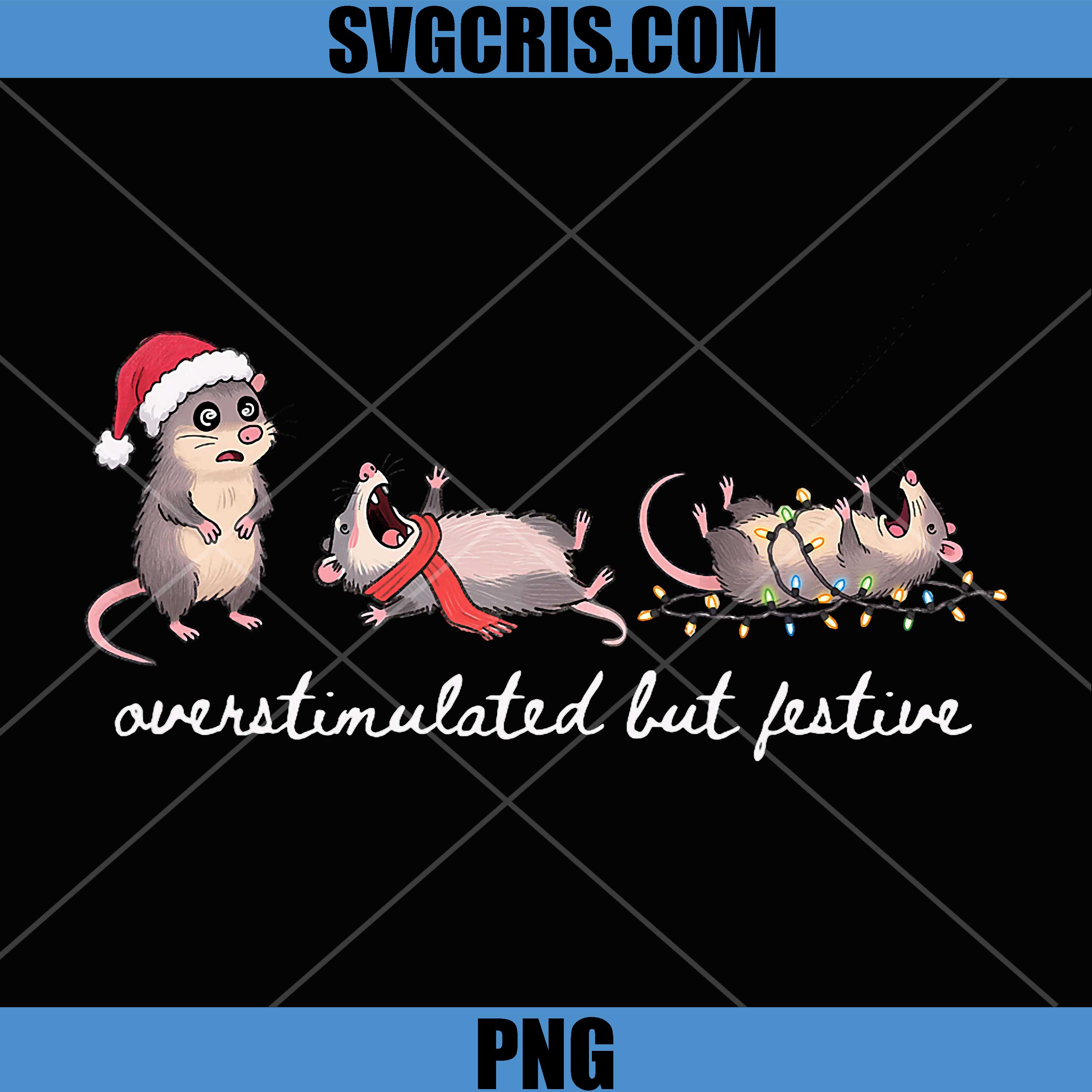 Overstimulated But Festive PNG, Christmas Possum Santa Opossum PNG