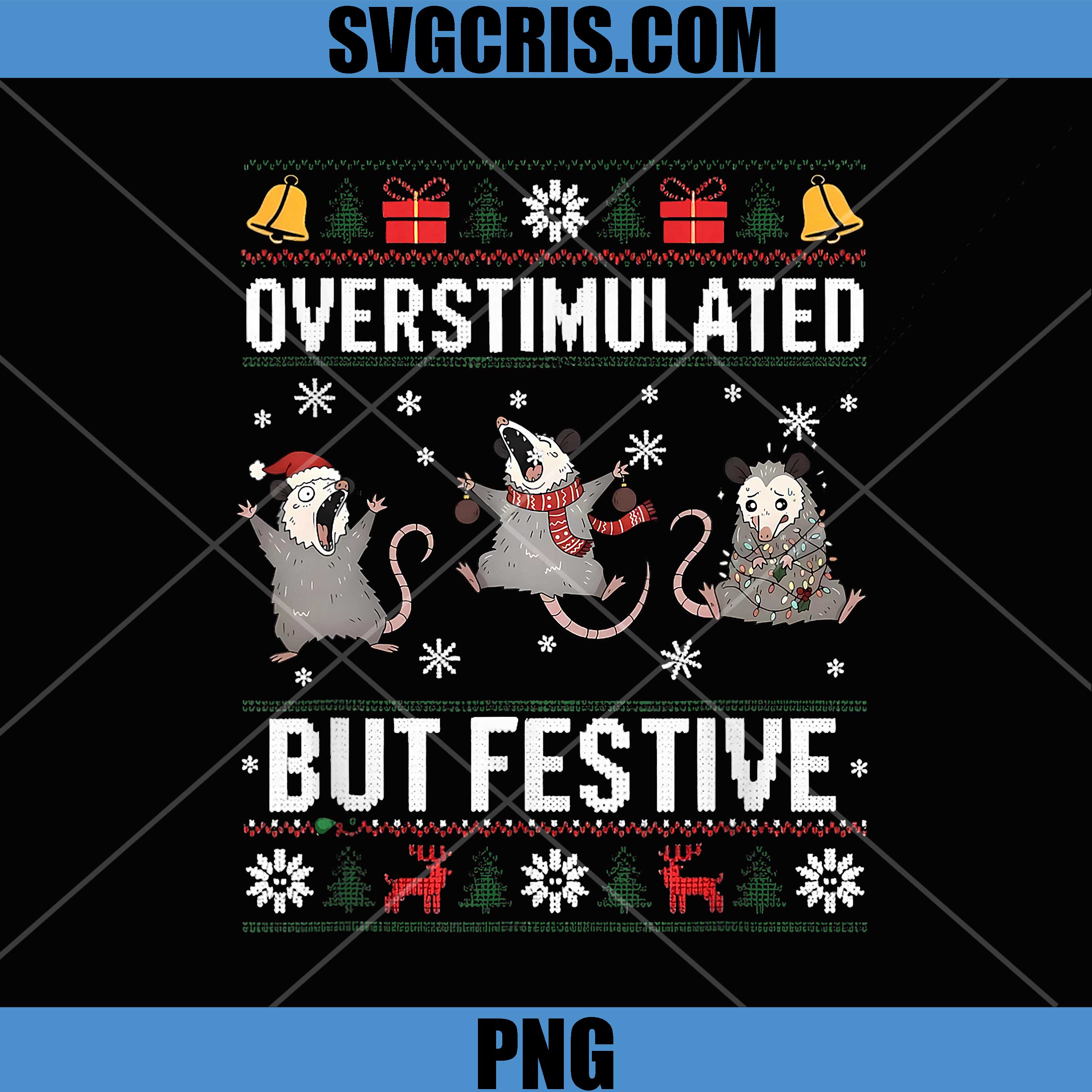 Overstimulated But Festive PNG, Opossum Ugly Christmas PNG 