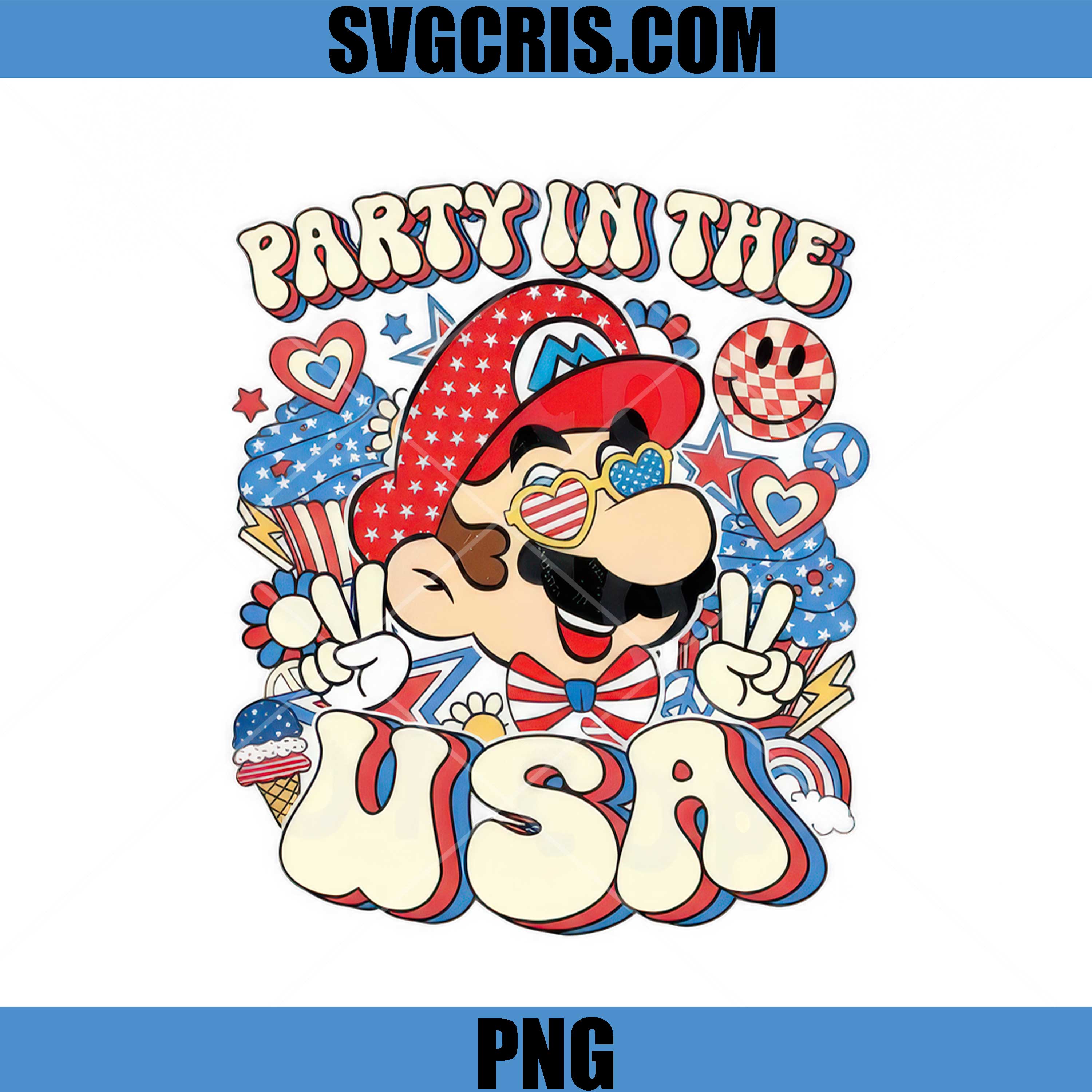 Party In The USA PNG, Patriotic Cartoon Character 4th of July Design PNG