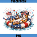 Patriotic English Bulldog Beer PNG, Floatie USA Flag 4th of July PNG