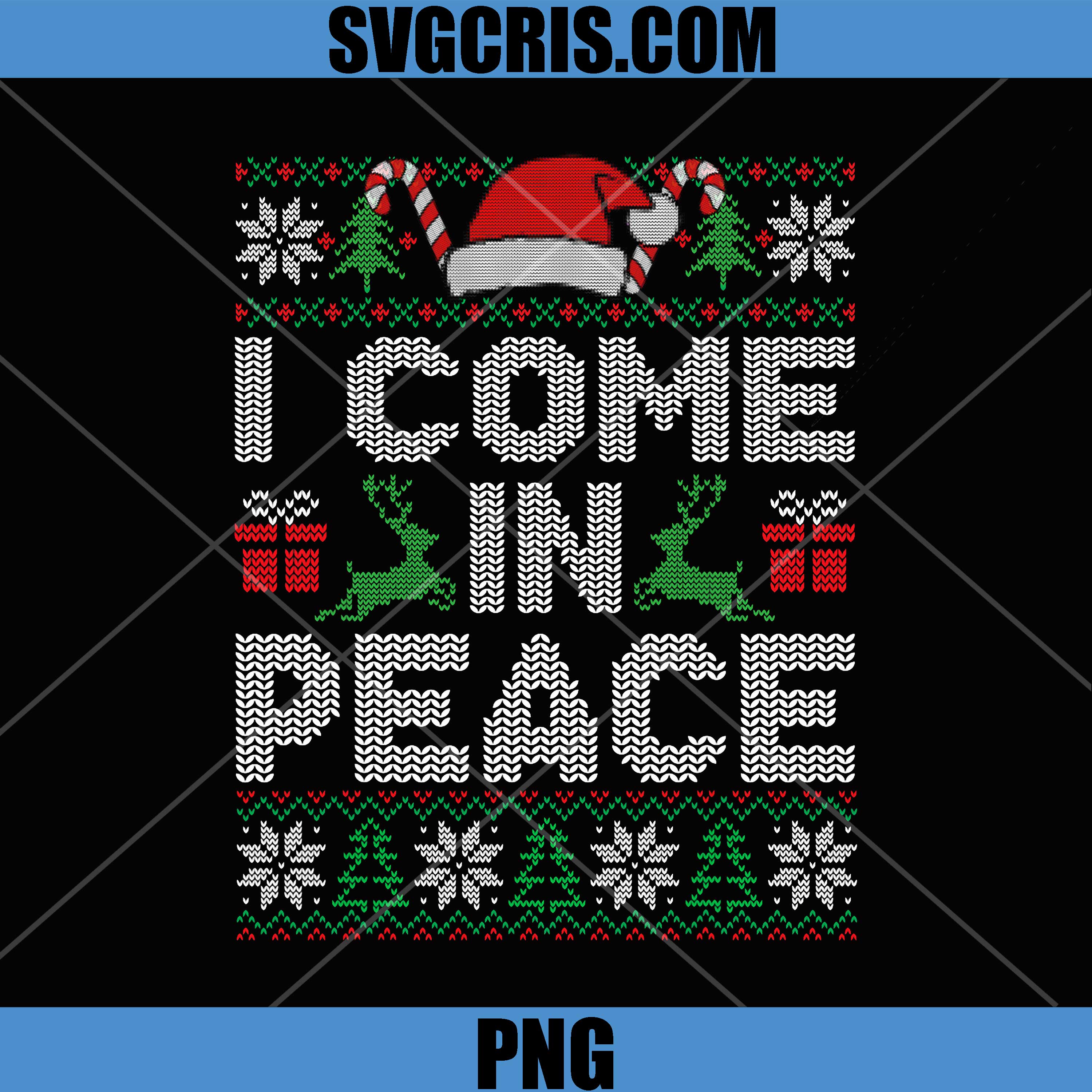 I Come in Peace PNG, Couple Matching Ugly Christmas PNG