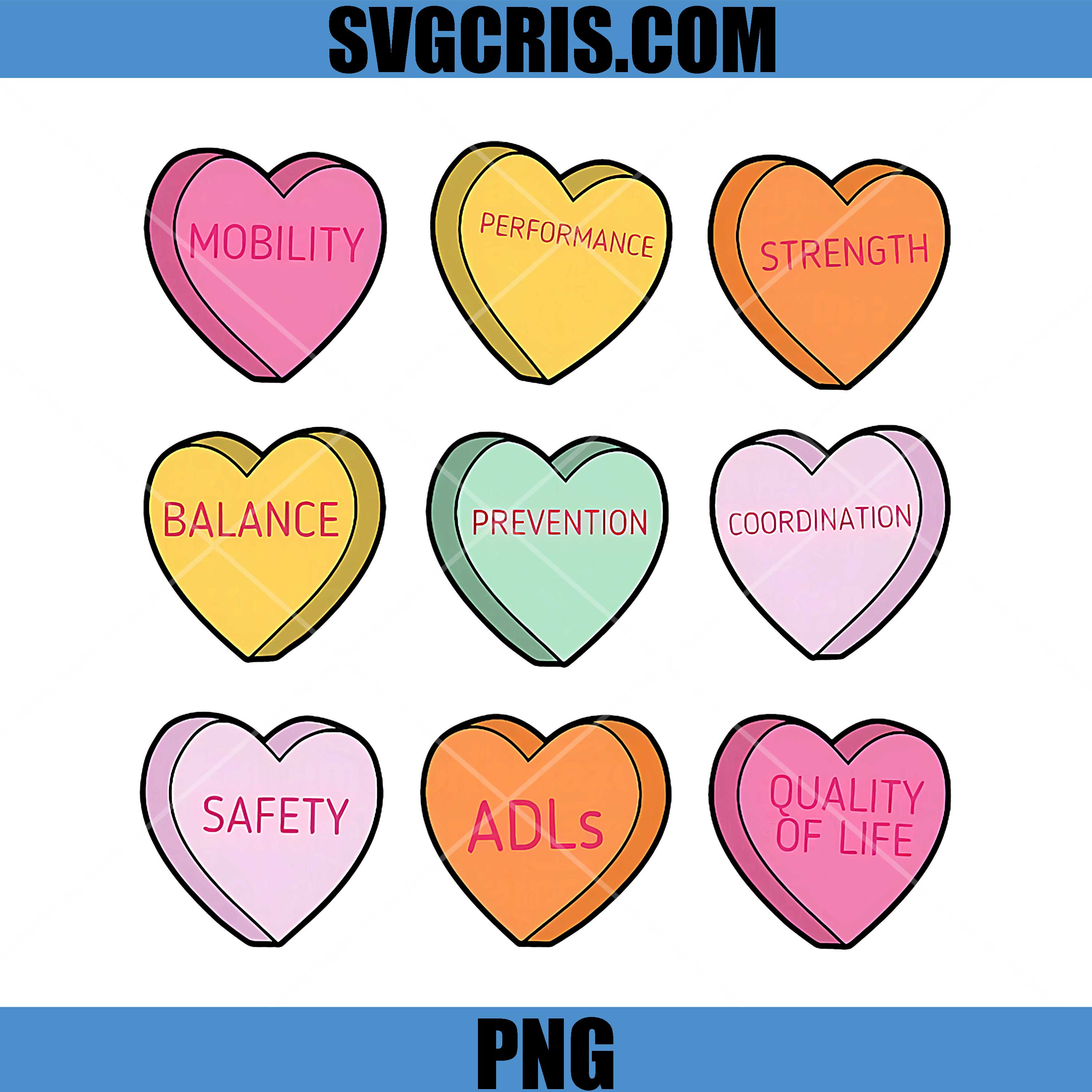 Physical Therapy Hearts Candy PNG, Valentine Day PT Therapist PNG