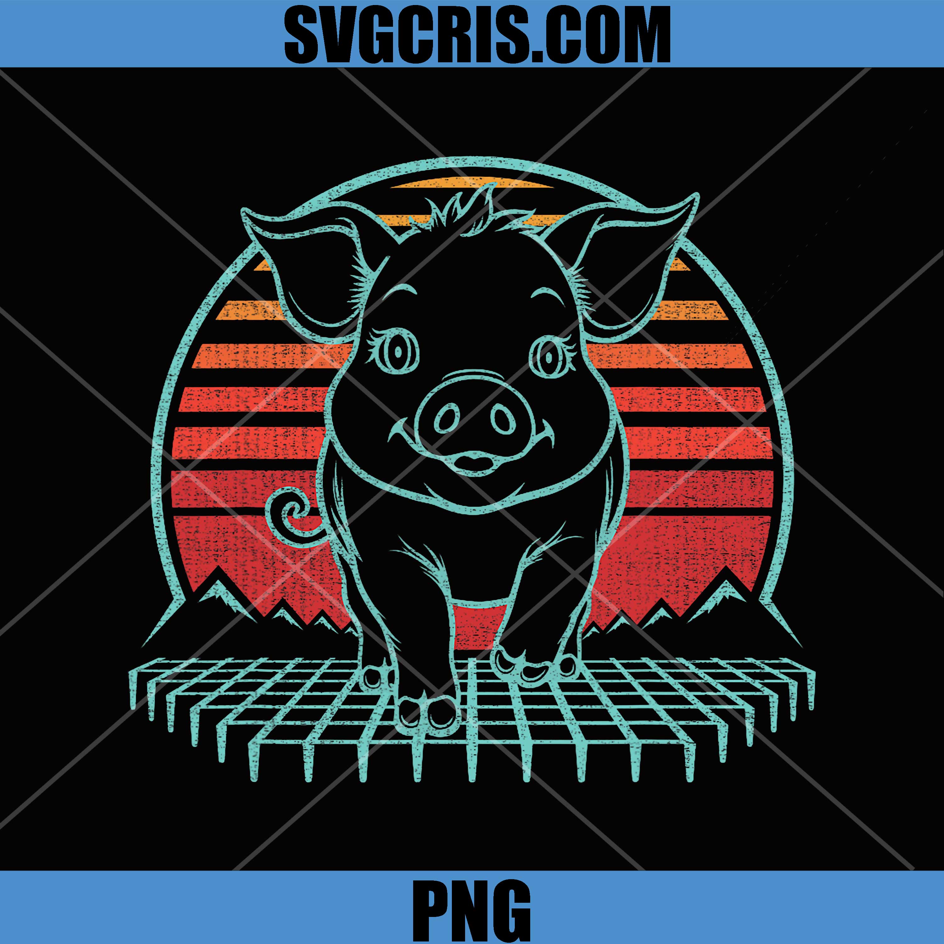 Pig Lover Retro Vintage 80s Design PNG, Farm Animal Cute Pig Art PNG