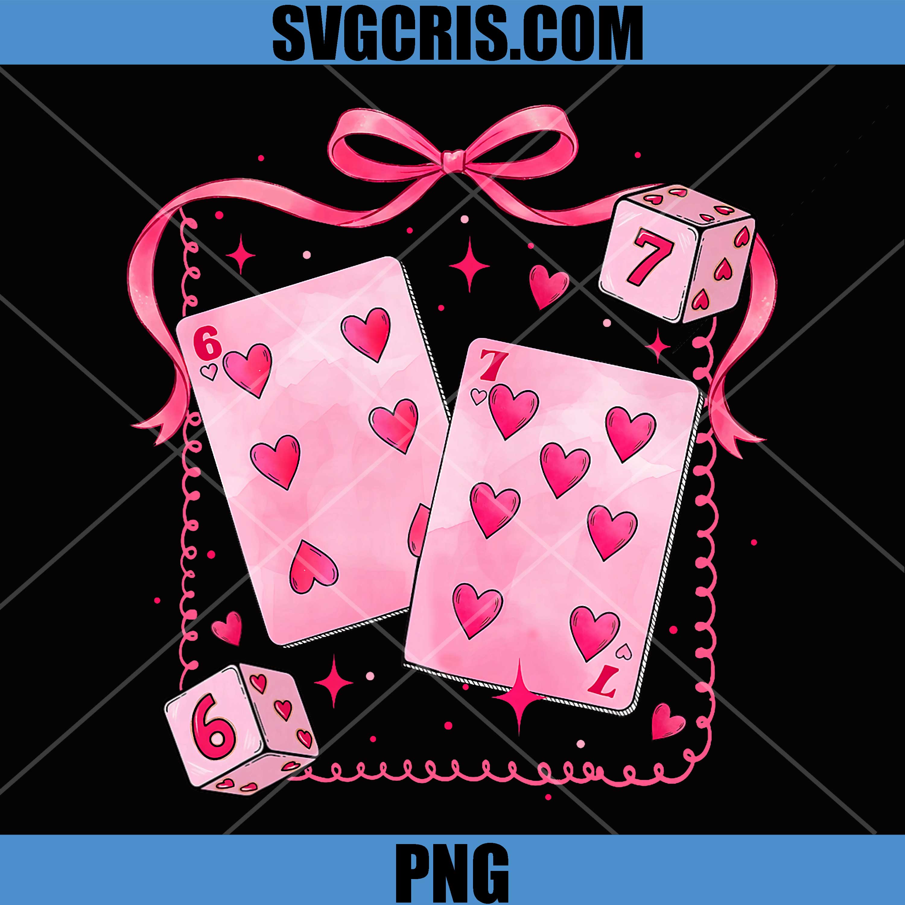 Preppy Playing Cards PNG, Valentine 67 Coquette Bow PNG