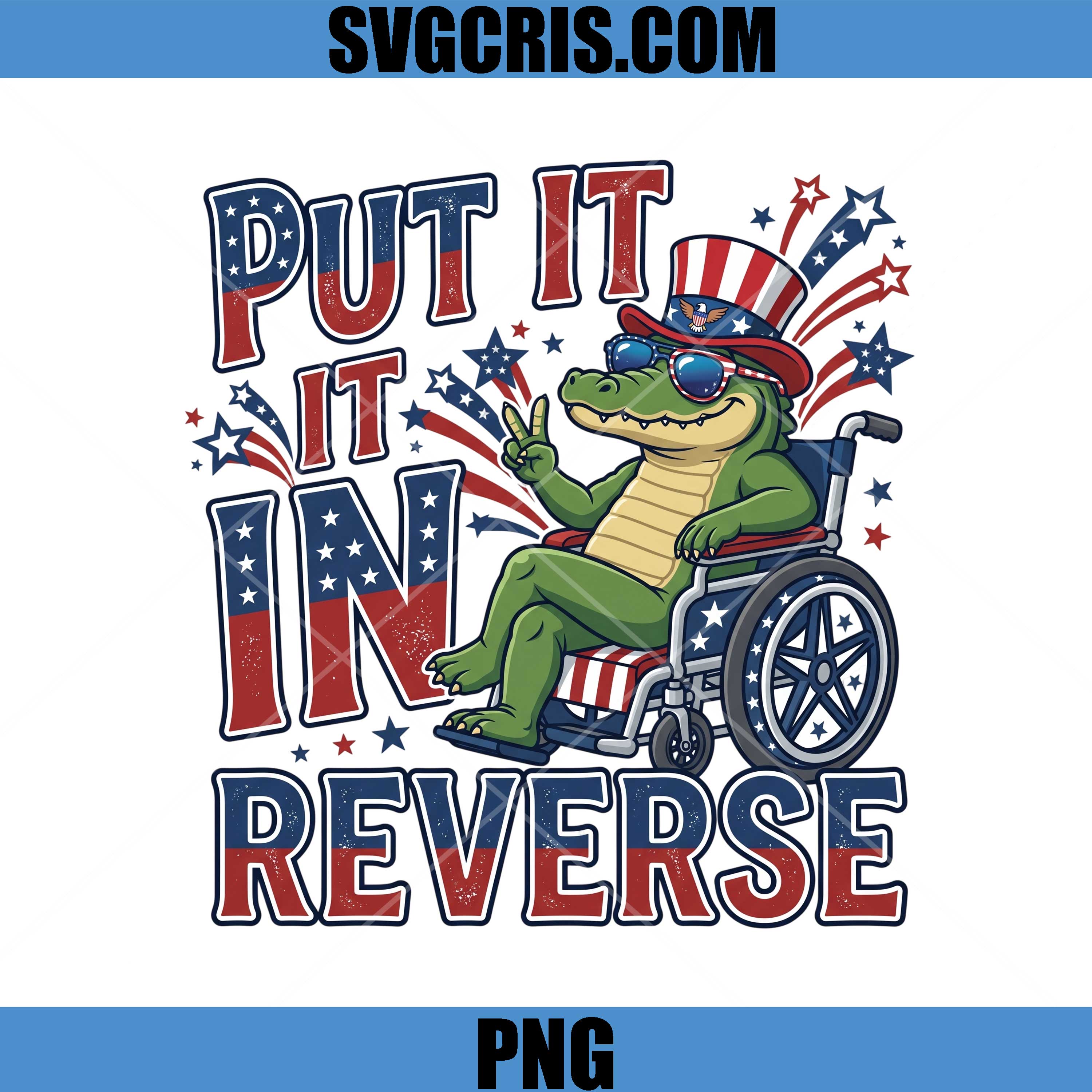 Put It In Reverse Gator PNG, USA Gator Wheelchair PNG