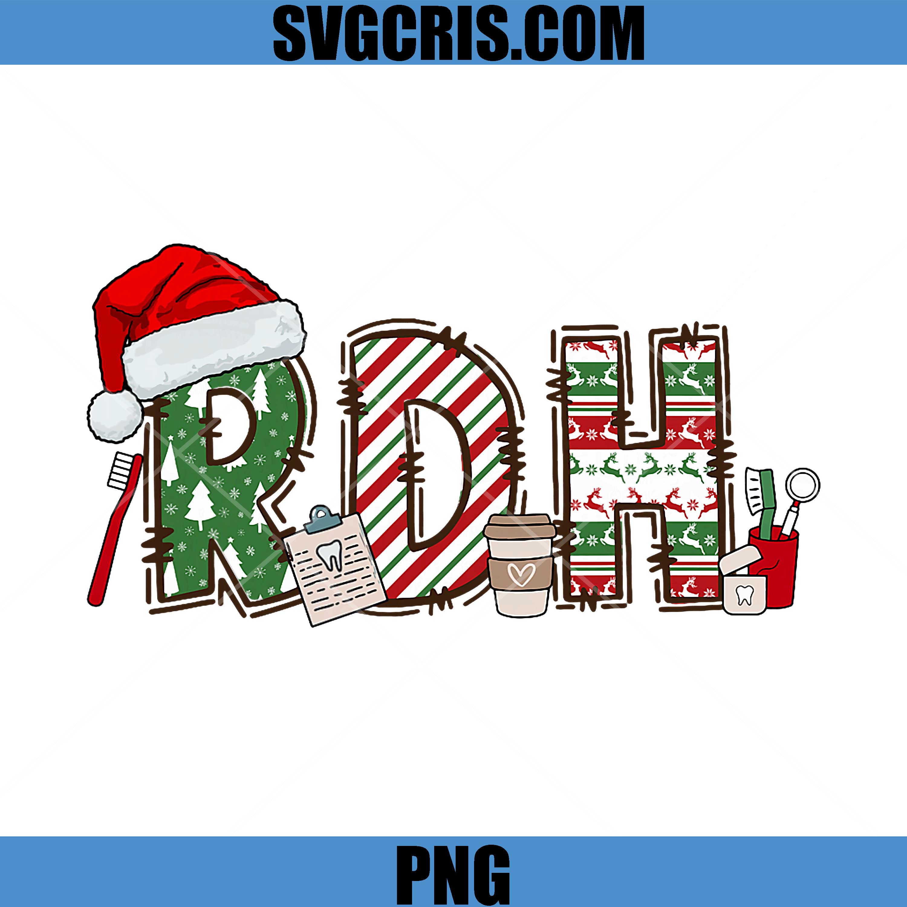 RDH Christmas PNG, Dental Hygienist Dentist PNG, Assistant RDH Dental PNG