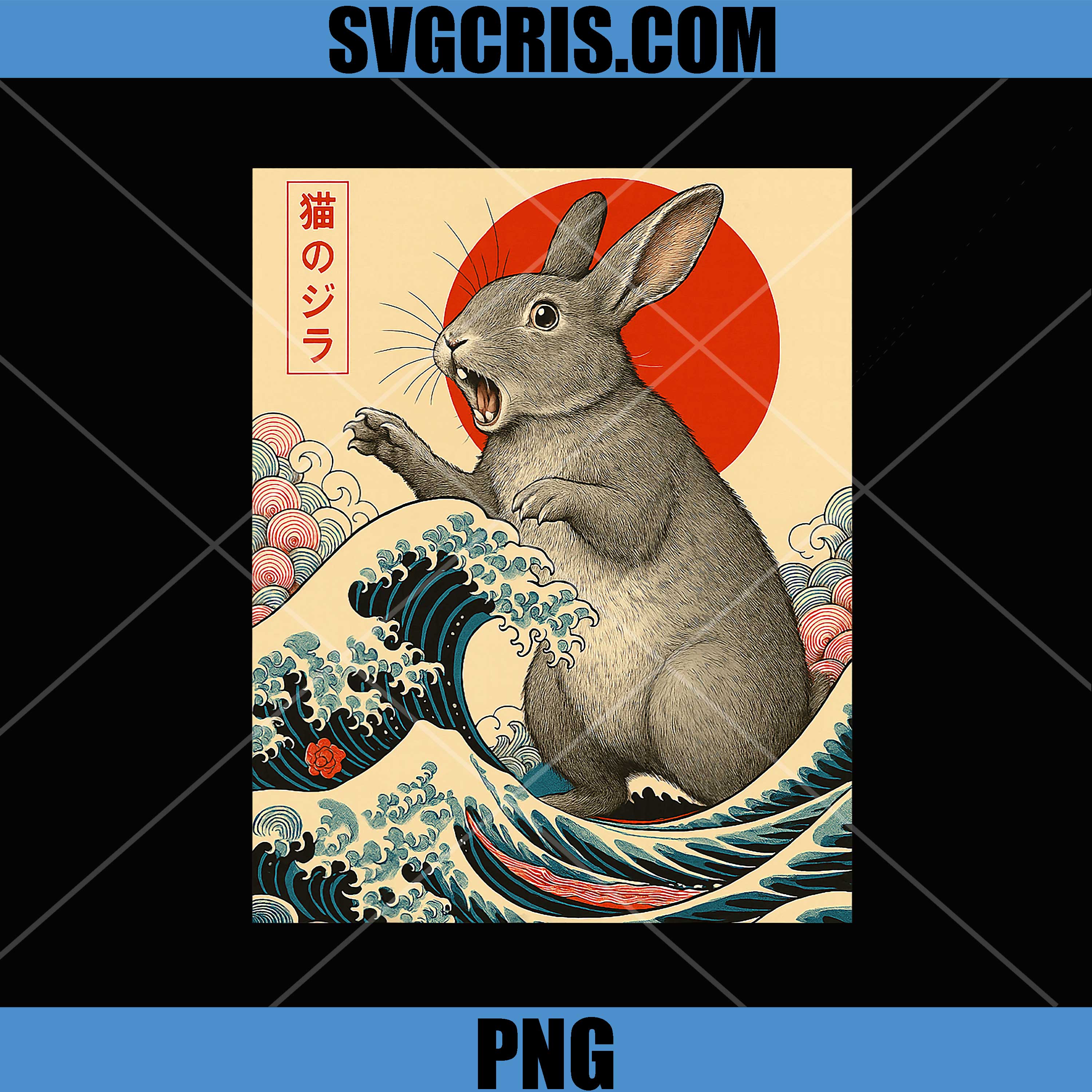 Rabbitzilla Rabbit Japanese Art PNG, Funny Rabbit PNG  