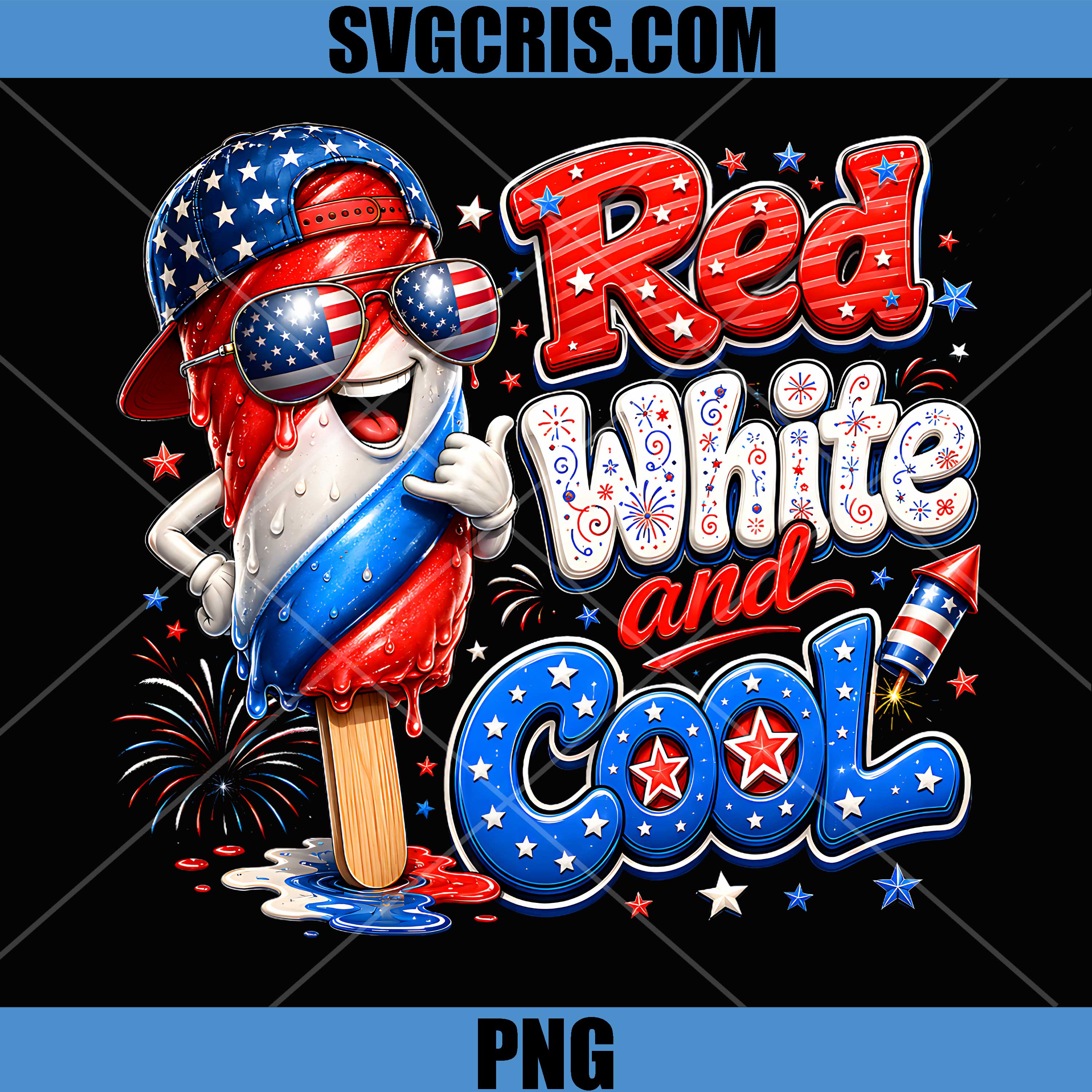 Red White and Cool Funny PNG, Patriotic 4th of July PNG