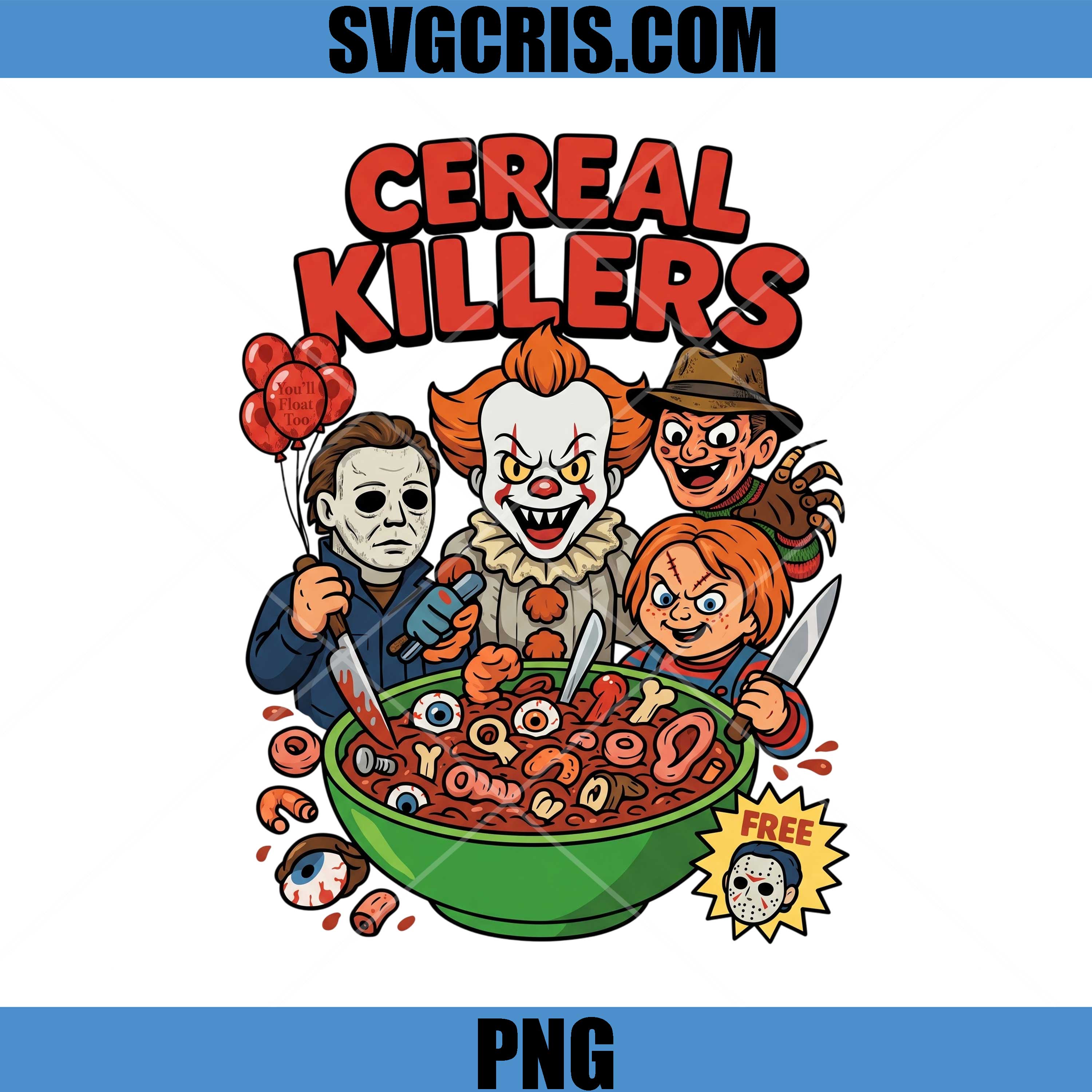 Cereal Killers Horror PNG, Halloween Characters Art PNG 