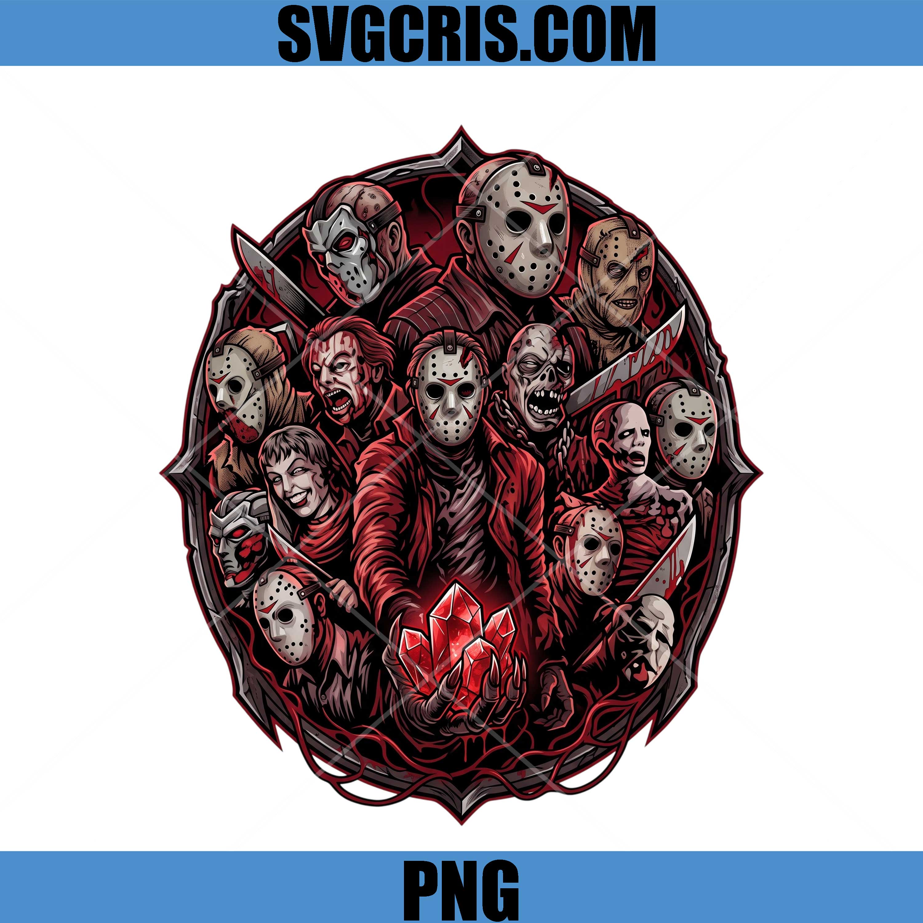 Horror Movie Villains PNG, Slasher Killer Collage PNG
