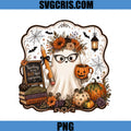 Cute Ghost Teacher Halloween PNG, Teacher Pumpkin Coffee Design PNG