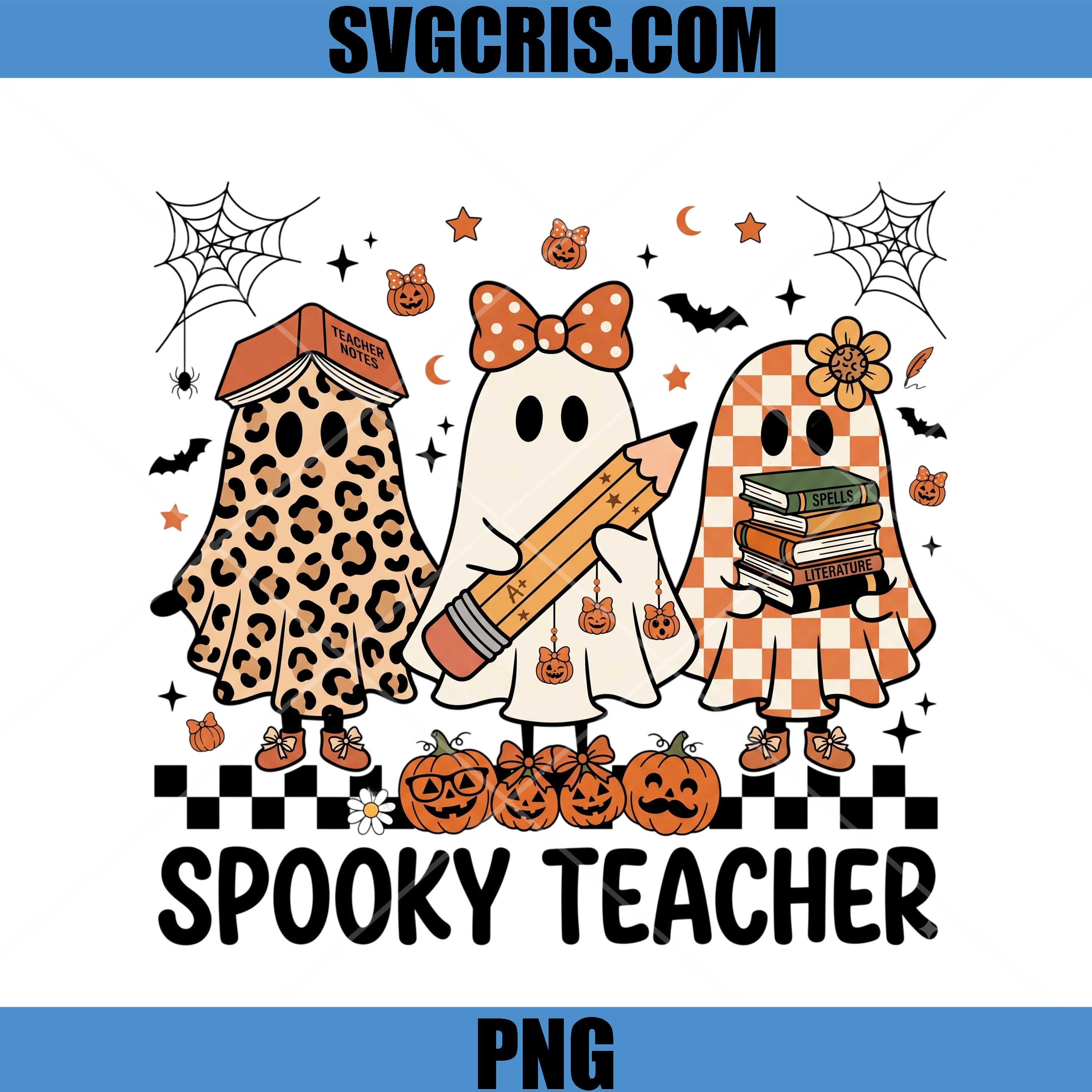 Cute Spooky Teacher PNG, Halloween Ghost Classroom Design PNG
