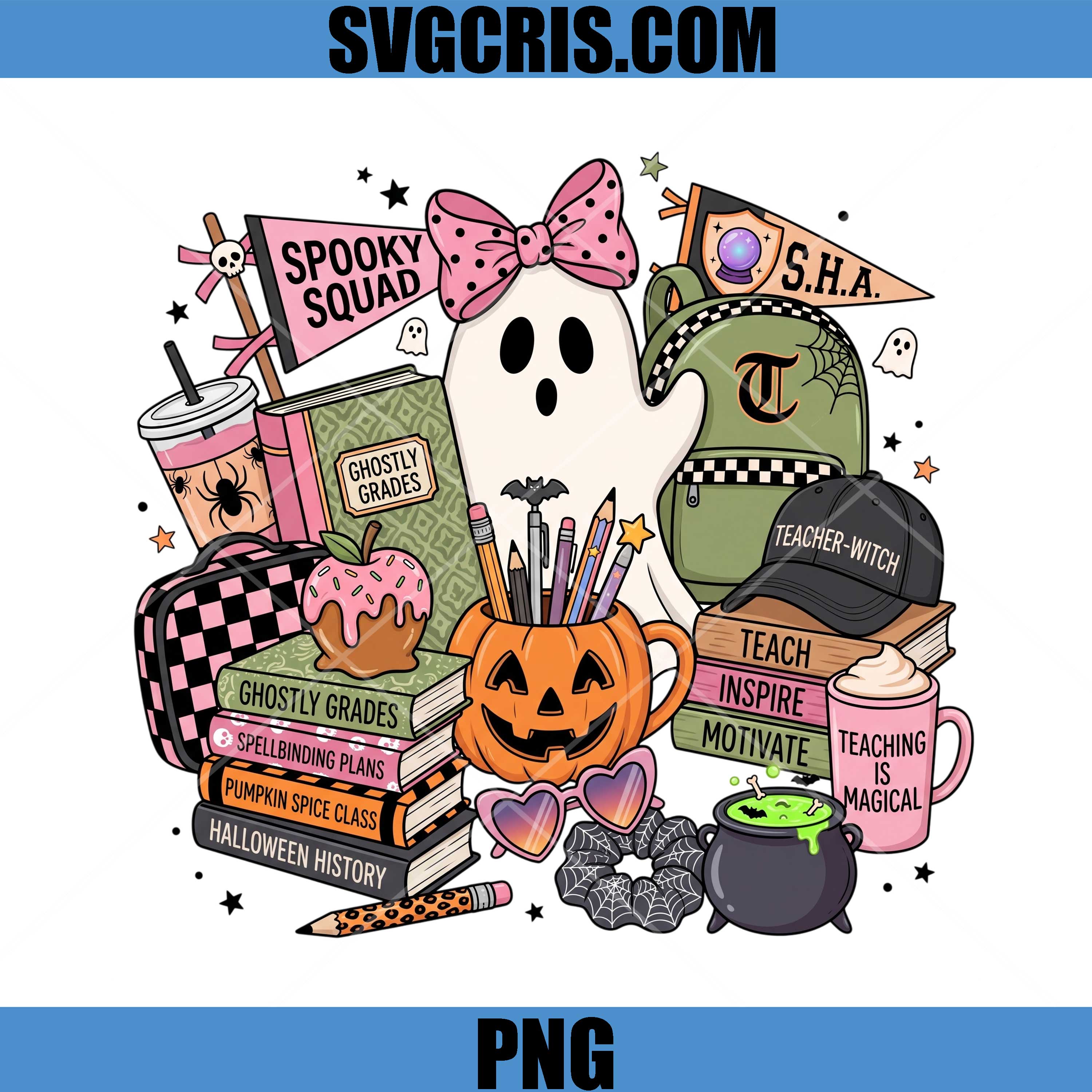 Teacher Witch Halloween PNG, Spooky Squad Cute Classroom Art PNG