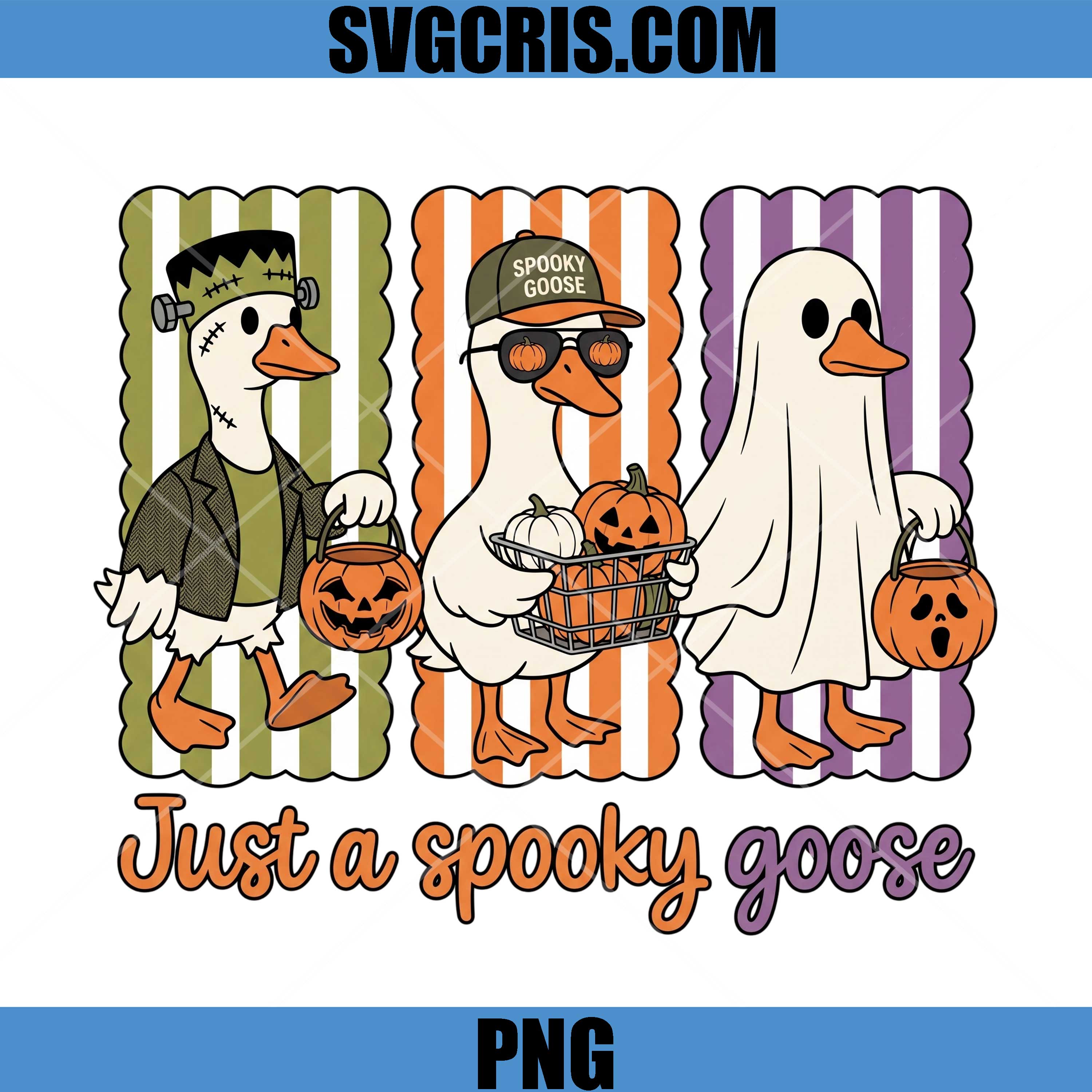 Just A Spooky Goose Halloween PNG, Cute Halloween Duck Trio PNG