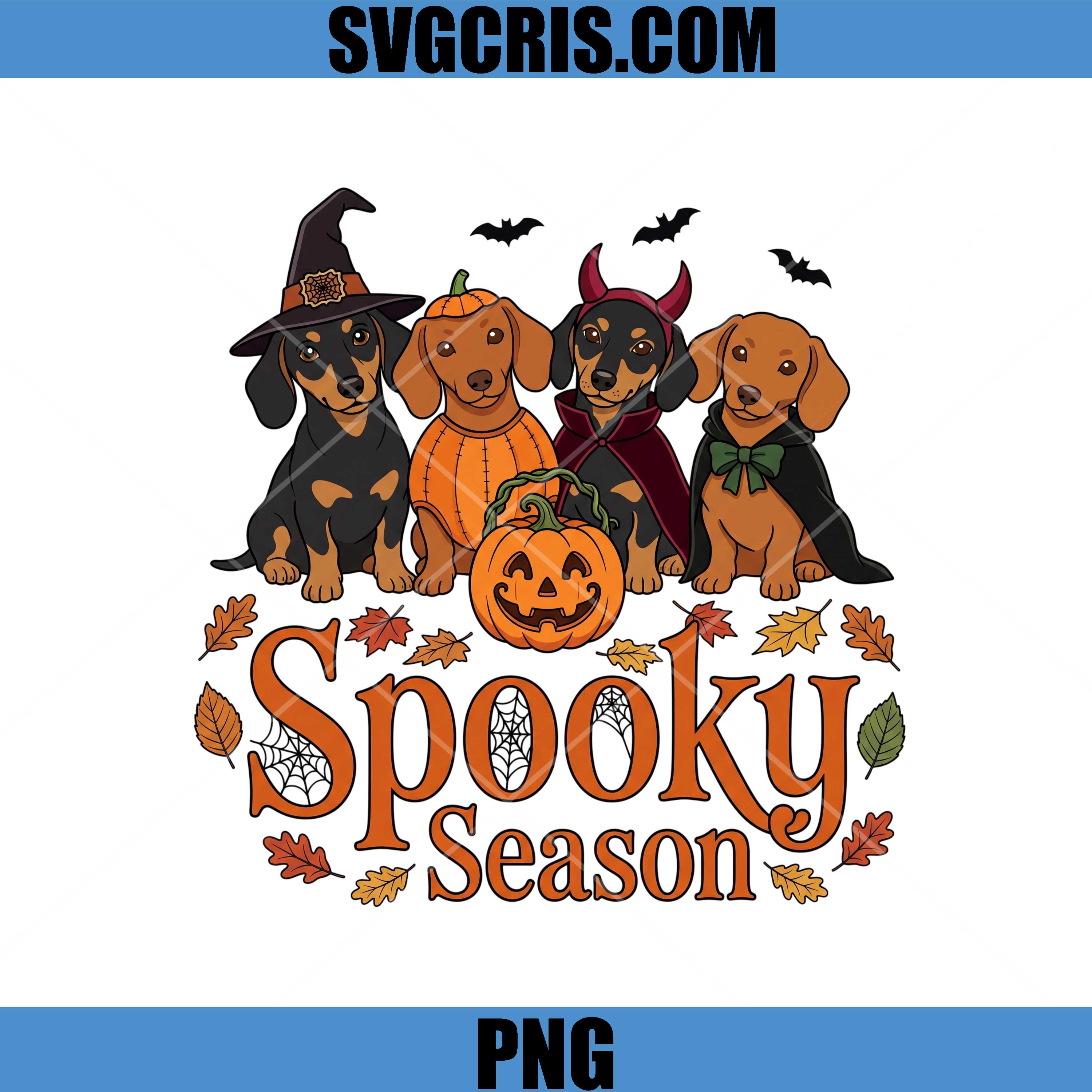 Spooky Season Dachshund Halloween PNG, Halloween Dog Party PNG