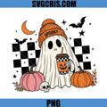 Spooky Ghost Fall PNG, Halloween Pumpkin Checkerboard PNG