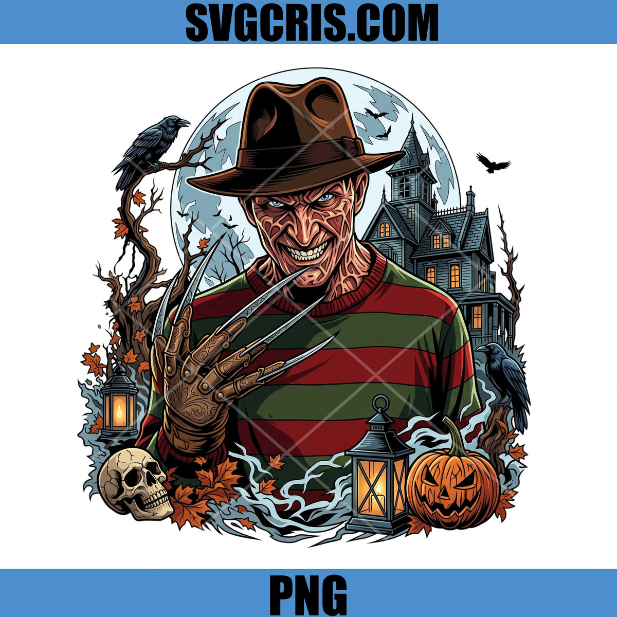 Nightmare Freddy Krueger PNG, Spooky Halloween Art PNG