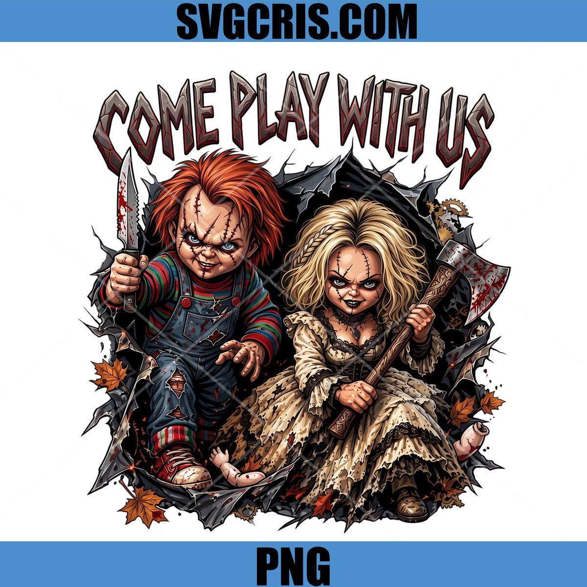 Chucky Tiffany Halloween PNG, Come Play With Us Horror PNG