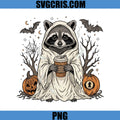 Halloween Raccoon Ghost PNG, Spooky Coffee Raccoon PNG