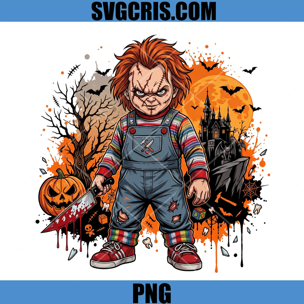 Chucky Halloween Killer Doll PNG, Horror Pumpkin Art PNG – SVGCRIS