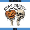 Stay Creepy Halloween PNG, Pumpkin Skull Skeleton Art PNG