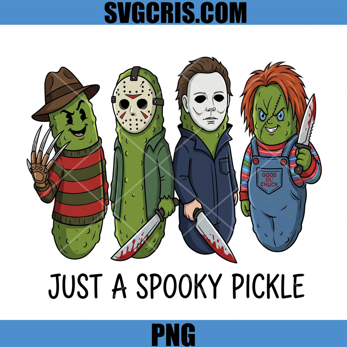Just A Spooky Pickle Retro PNG, Horror Halloween Pickle Characters PNG