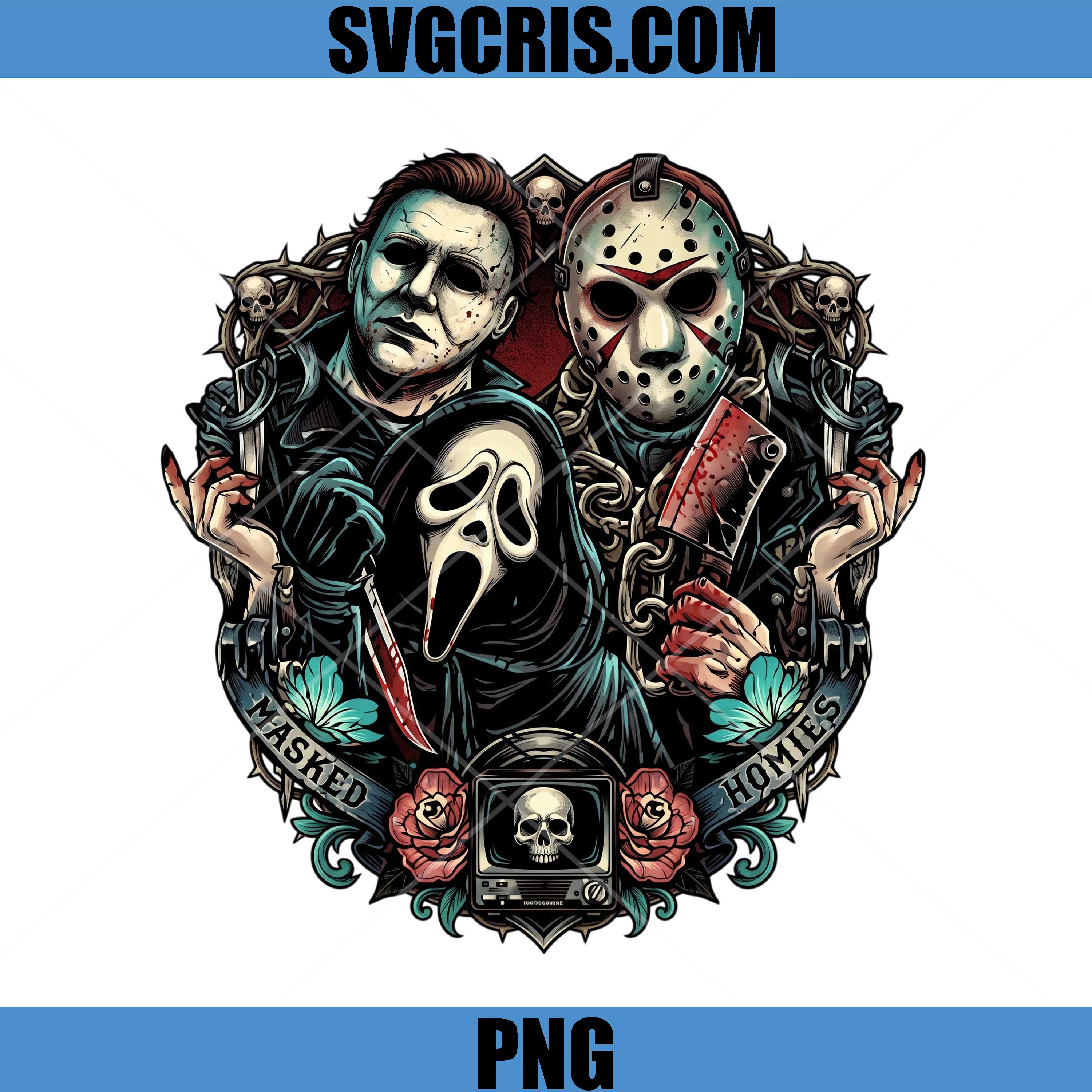 Michael Myers Jason Voorhees PNG, Ghostface Horror Art PNG