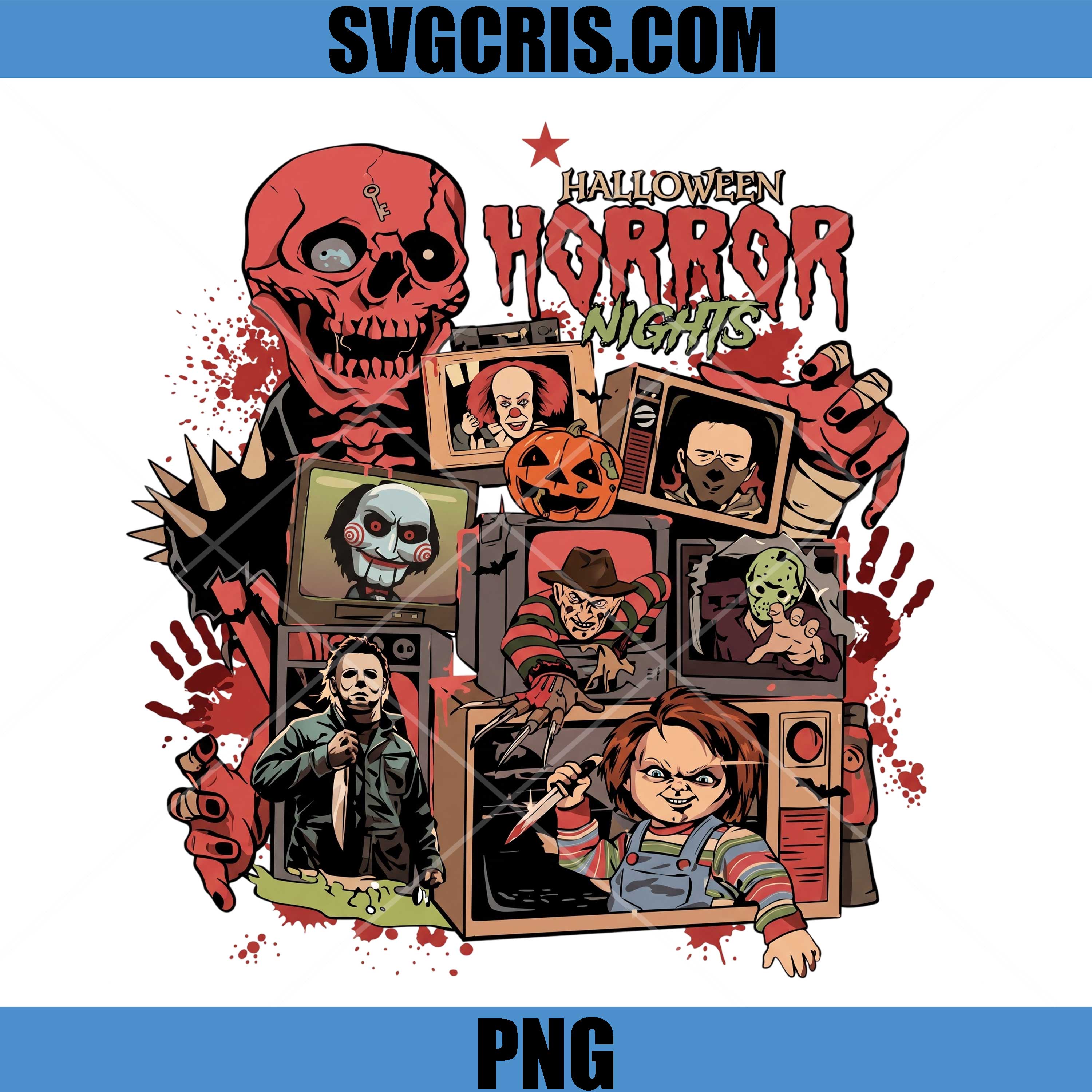 Halloween Horror Night PNG, Scary Horror Movie Collage PNG