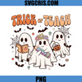 Trick Or Teach Ghosts Book PNG, Cute Ghosts Reading Halloween School PNG