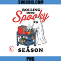 Rolling Into Spooky Season PNG, Cute Ghost Teacher Cart PNG