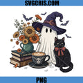Spooky Ghost Witch Hat PNG, Black Cat Ancient Spells PNG