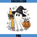 Spooky Ghost School PNG, Witch Hat Pumpkin Candy Teacher PNG