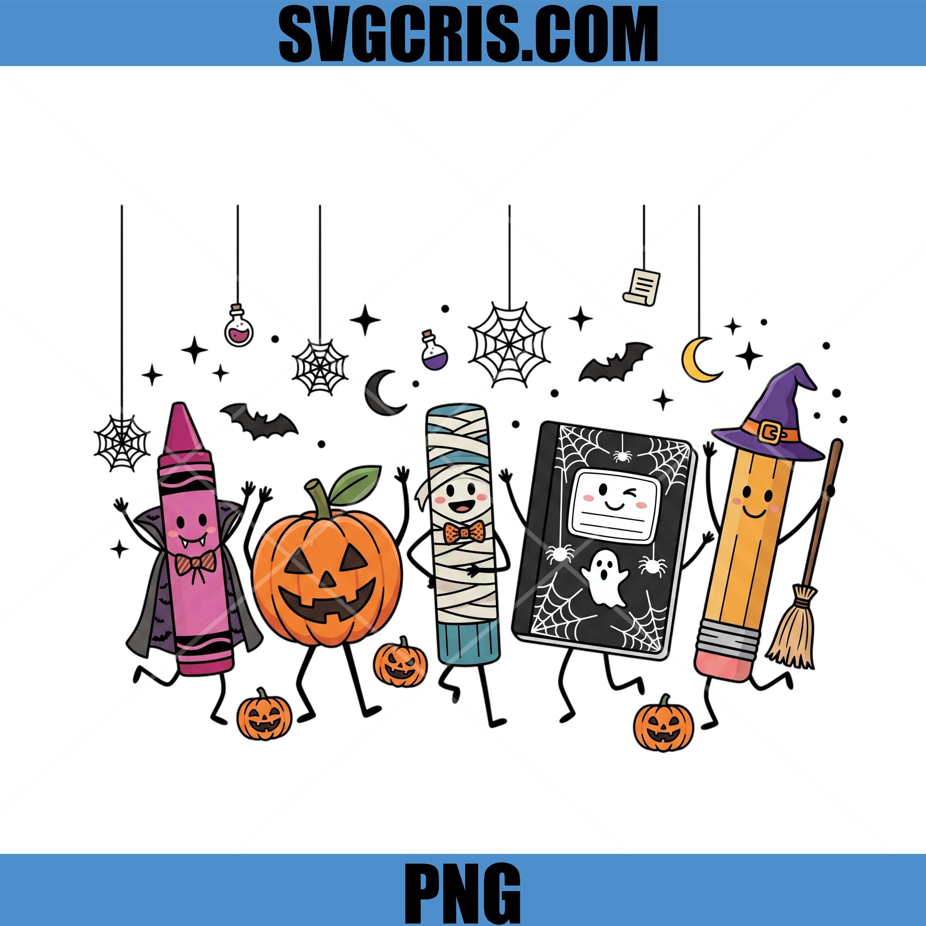 Halloween Back To School PNG, Cute Pumpkin Pencil Book PNG