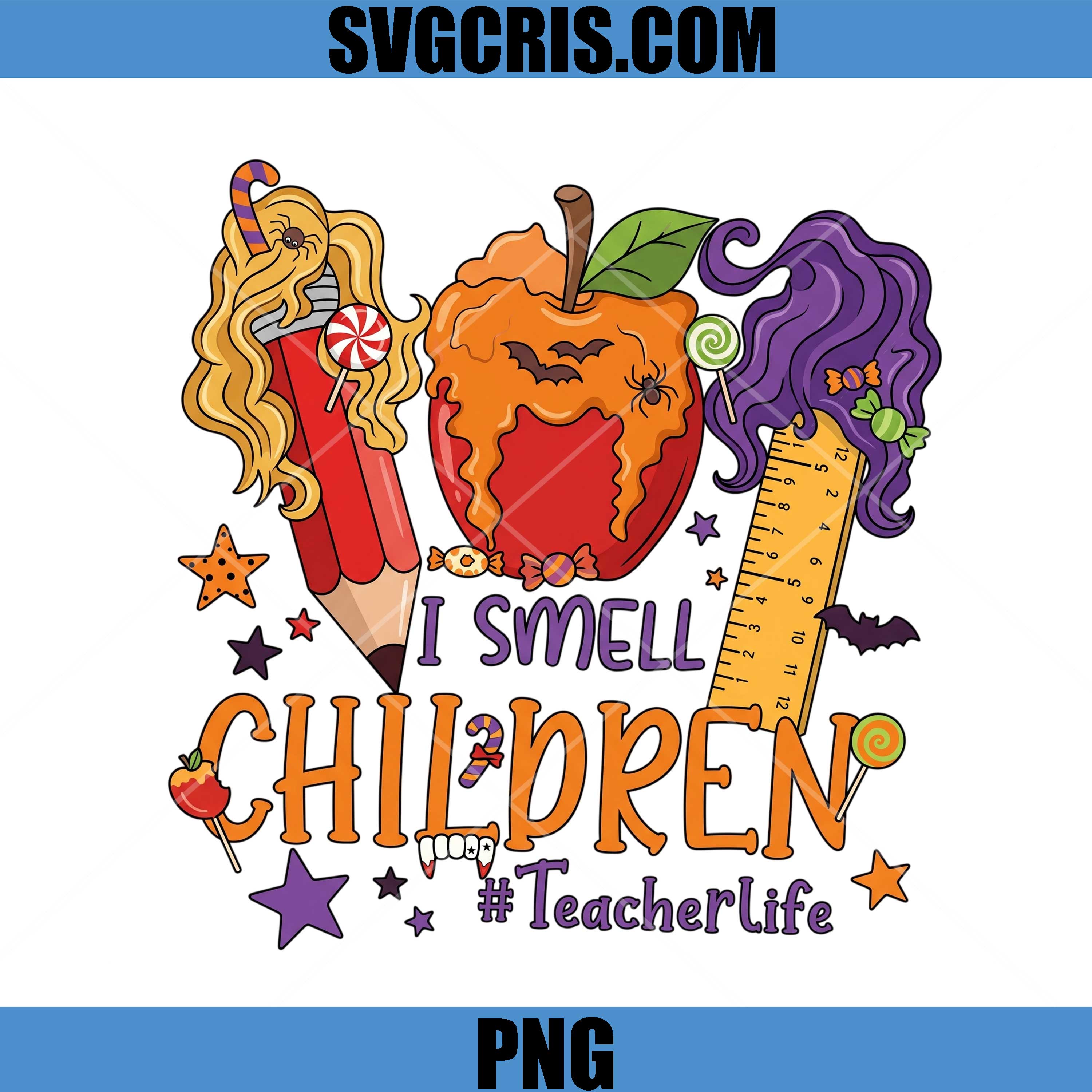 I Smell Children TeacherLife PNG, Halloween Apple Pencil PNG