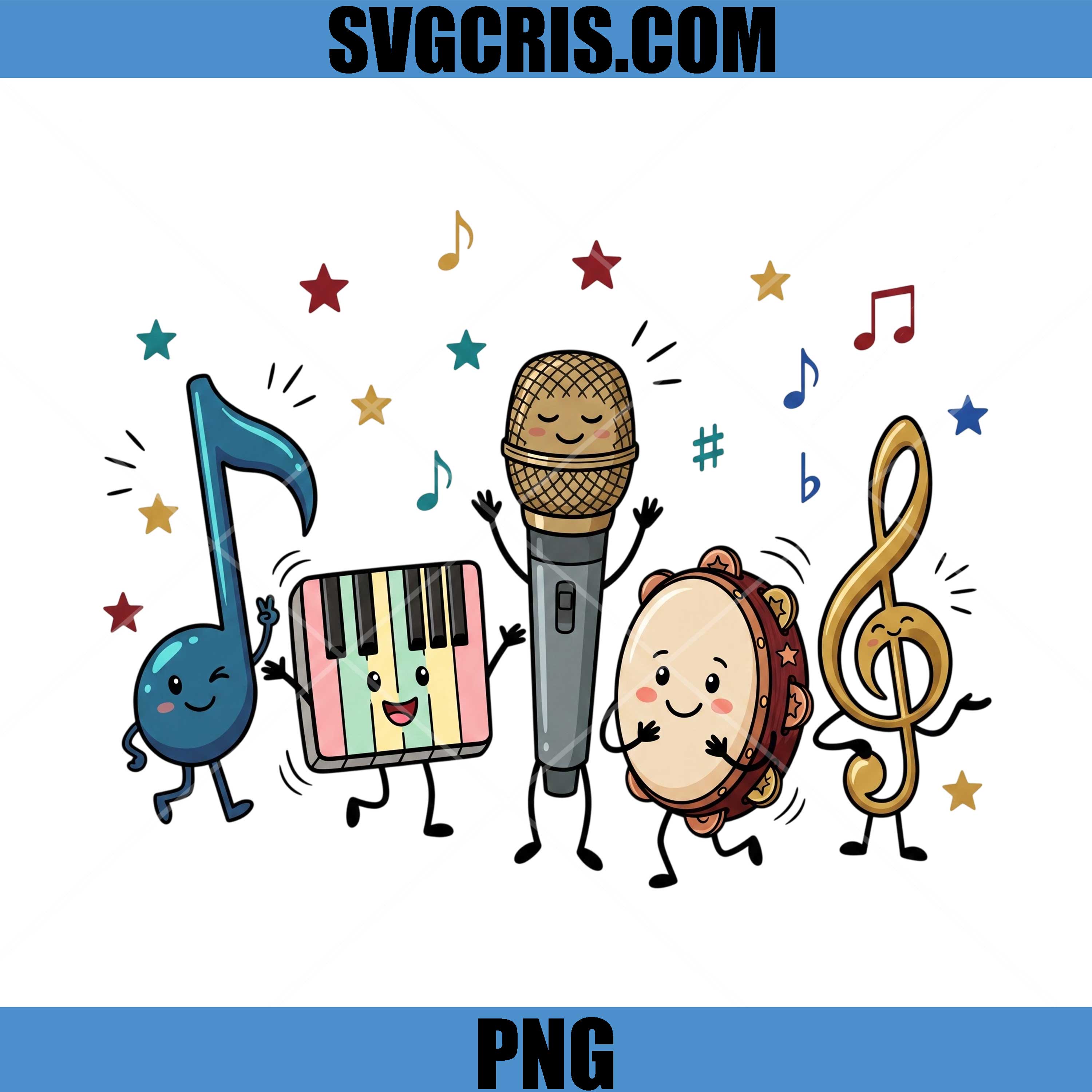 Cute Music Classroom PNG, Happy Piano Microphone Notes PNG