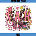Pink Leopard Teach PNG, Cute Teacher School Supplies PNG