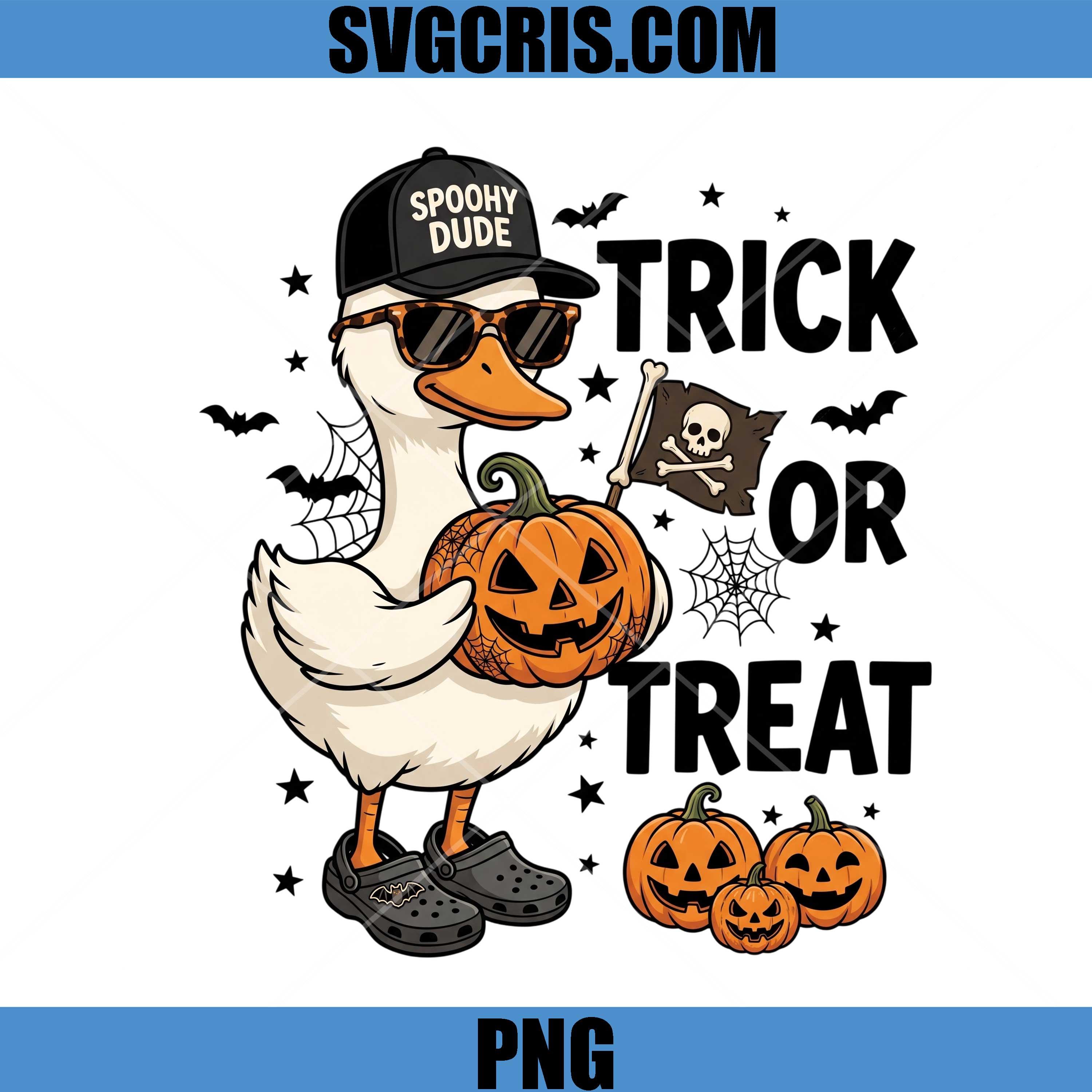 Spooky Dude Duck Halloween PNG, Trick Or Treat Duck PNG