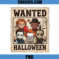 Wanted Horror Halloween PNG, Pennywise Chucky Jason PNG