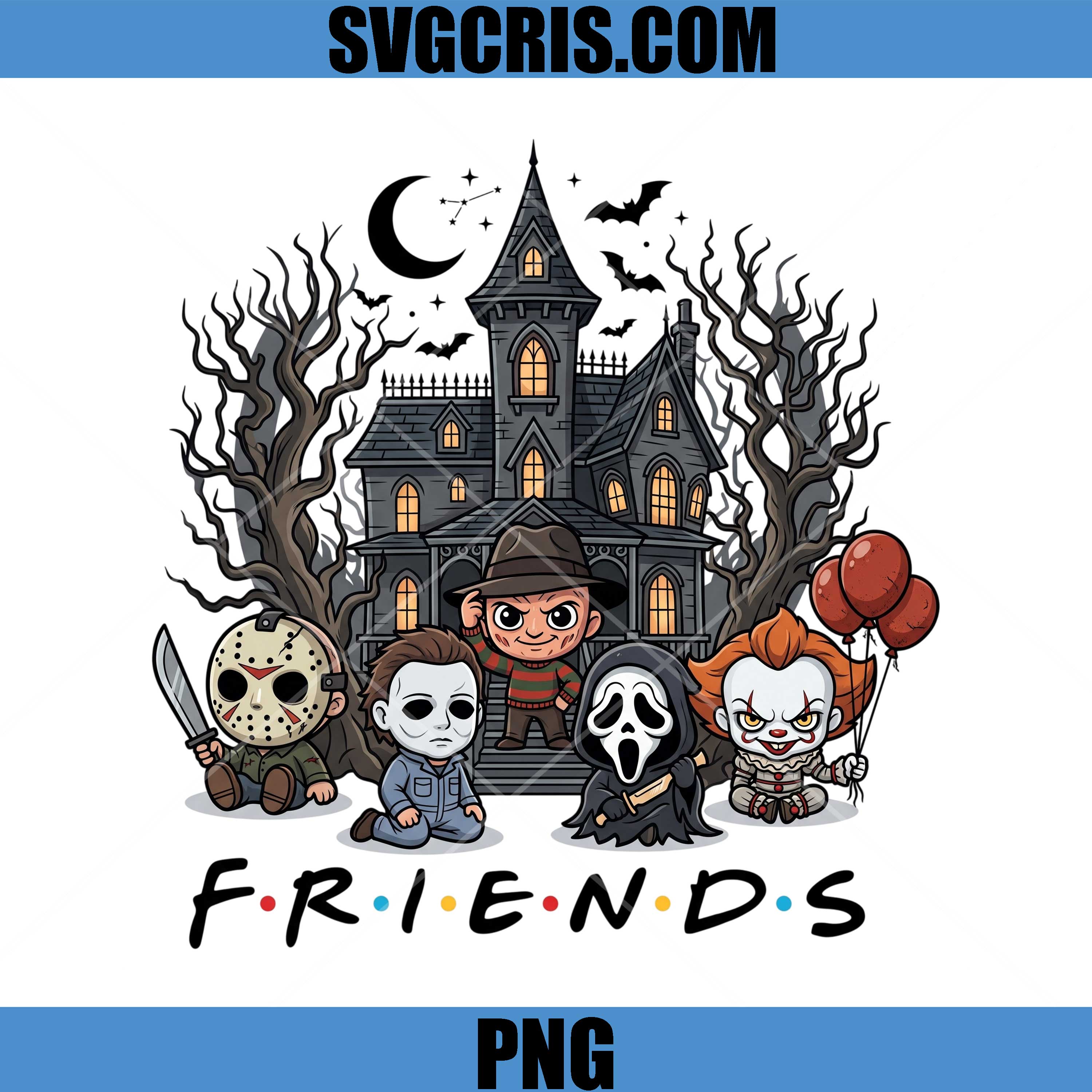 Horror Friends Haunted House PNG, Jason Ghostface Pennywise PNG