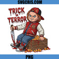 Trick Or Terror Chucky PNG, Horror Candy Corn Halloween PNG, Chucky Halloween Candy PNG