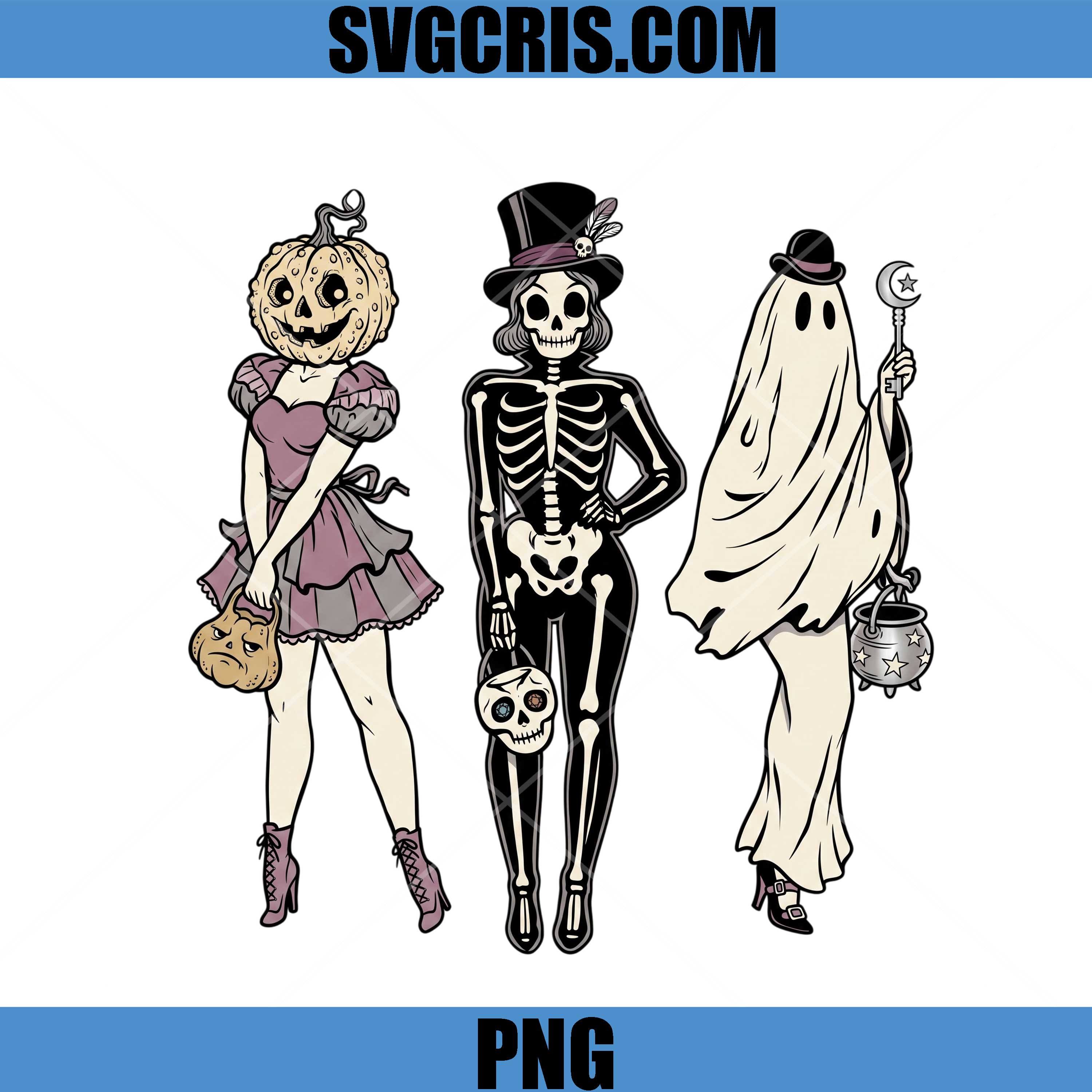 Pumpkin Girl Halloween PNG, Skeleton Witch PNG