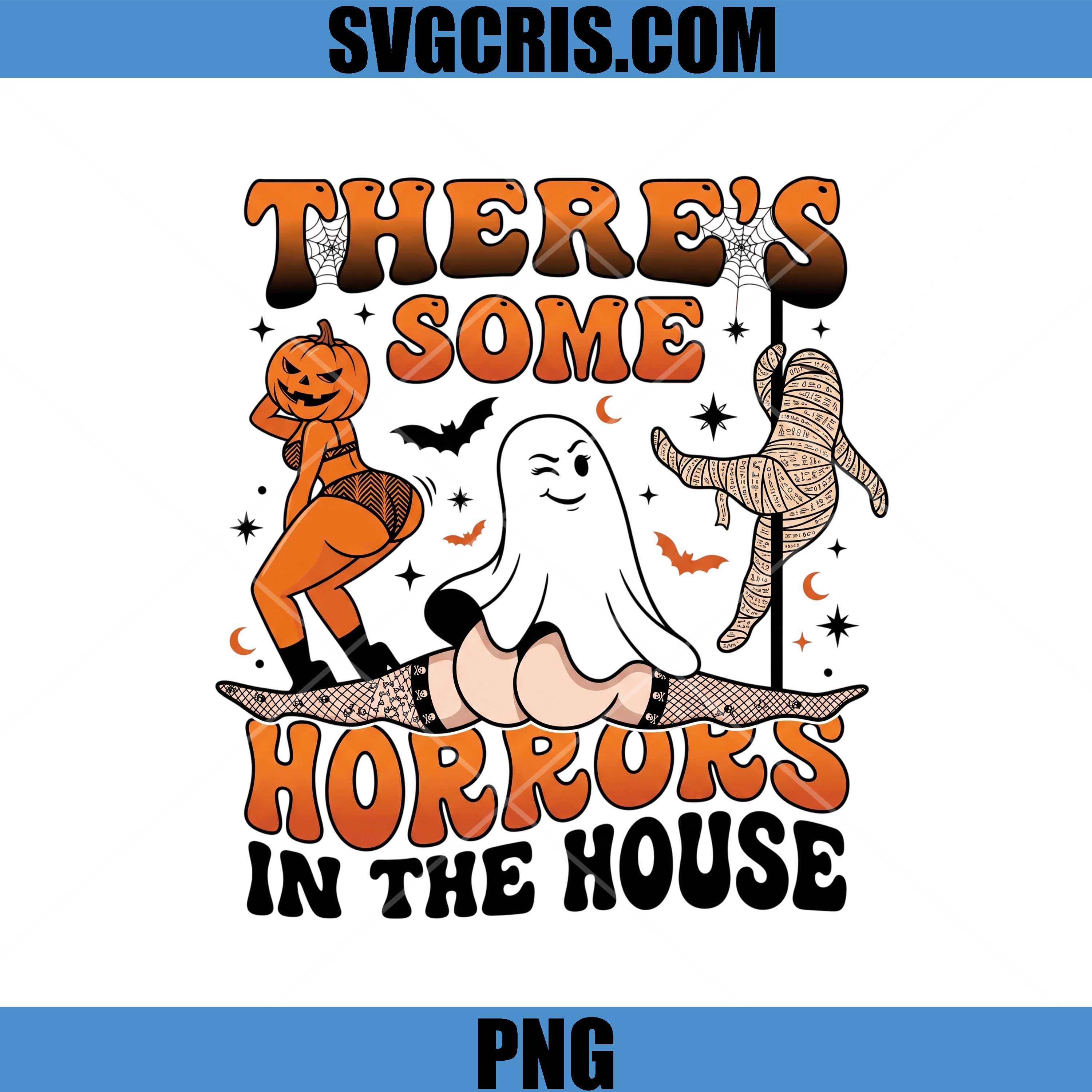 There's Some Horrors PNG, Halloween Ghosts Horror House PNG