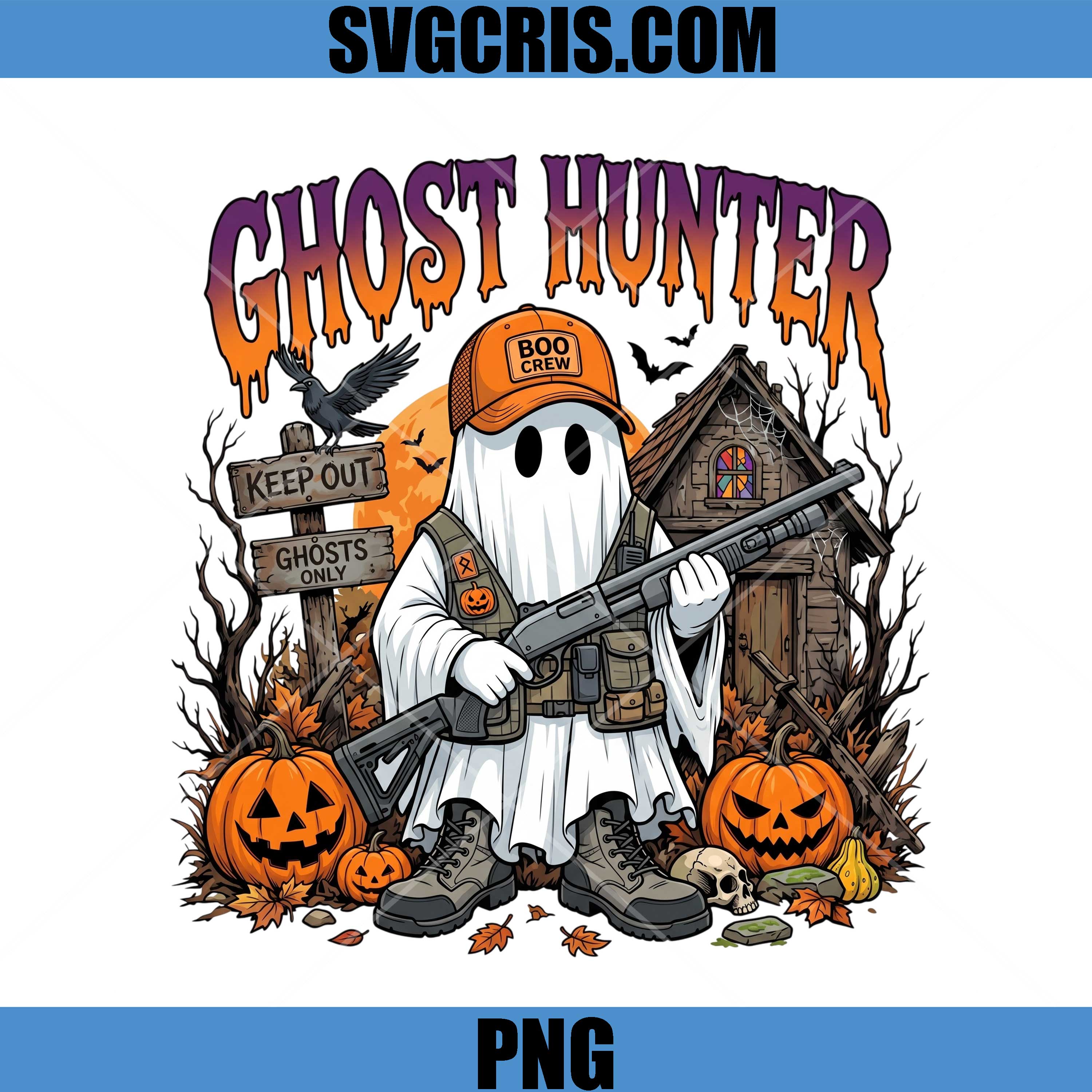 Ghost Hunter Halloween PNG, Spooky Ghost Hunter Pumpkin PNG