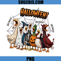 Halloween Geese PNG, Ghost Witch Skeleton Pumpkin Design PNG
