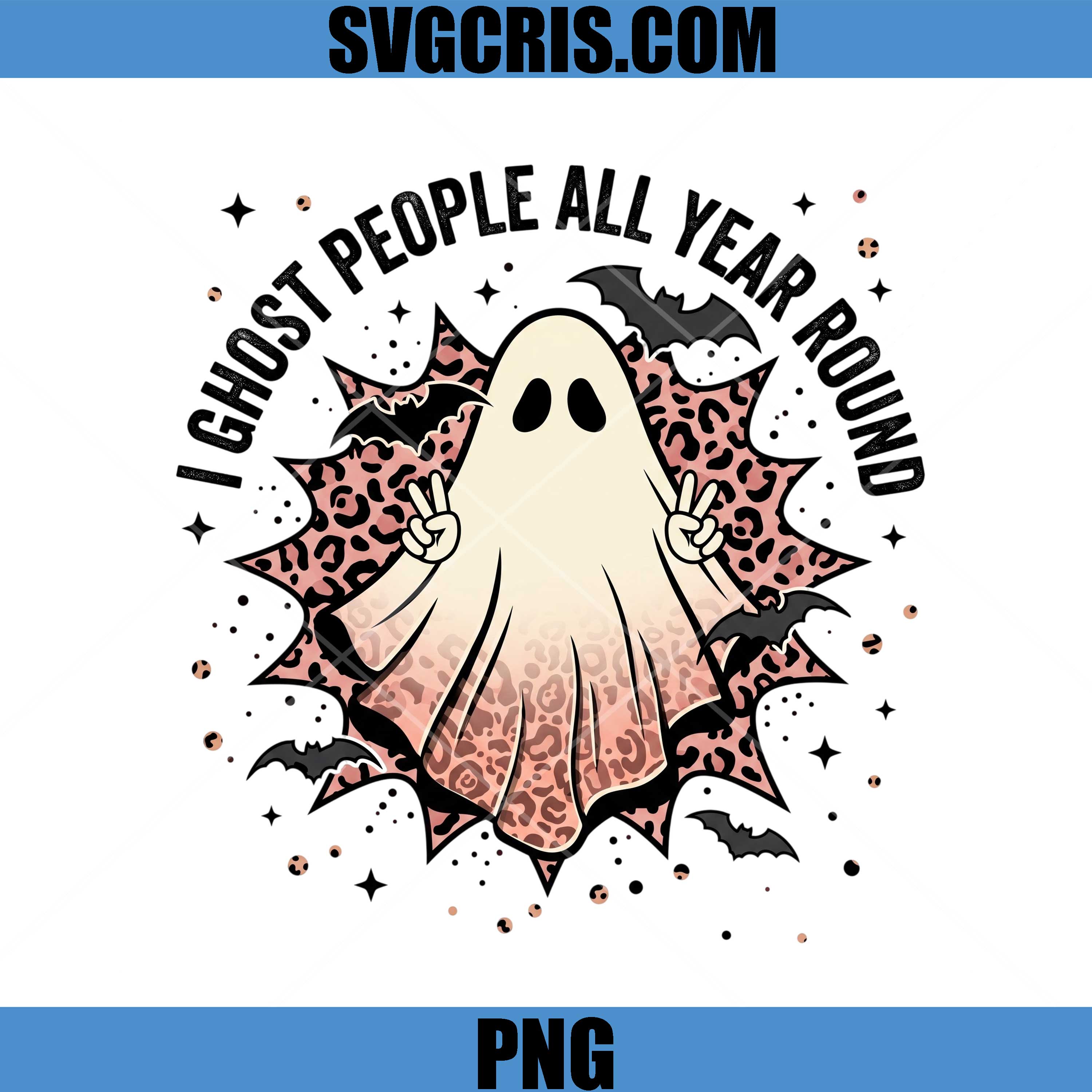 Ghost People All Year Round PNG, Leopard Ghost Halloween Style PNG