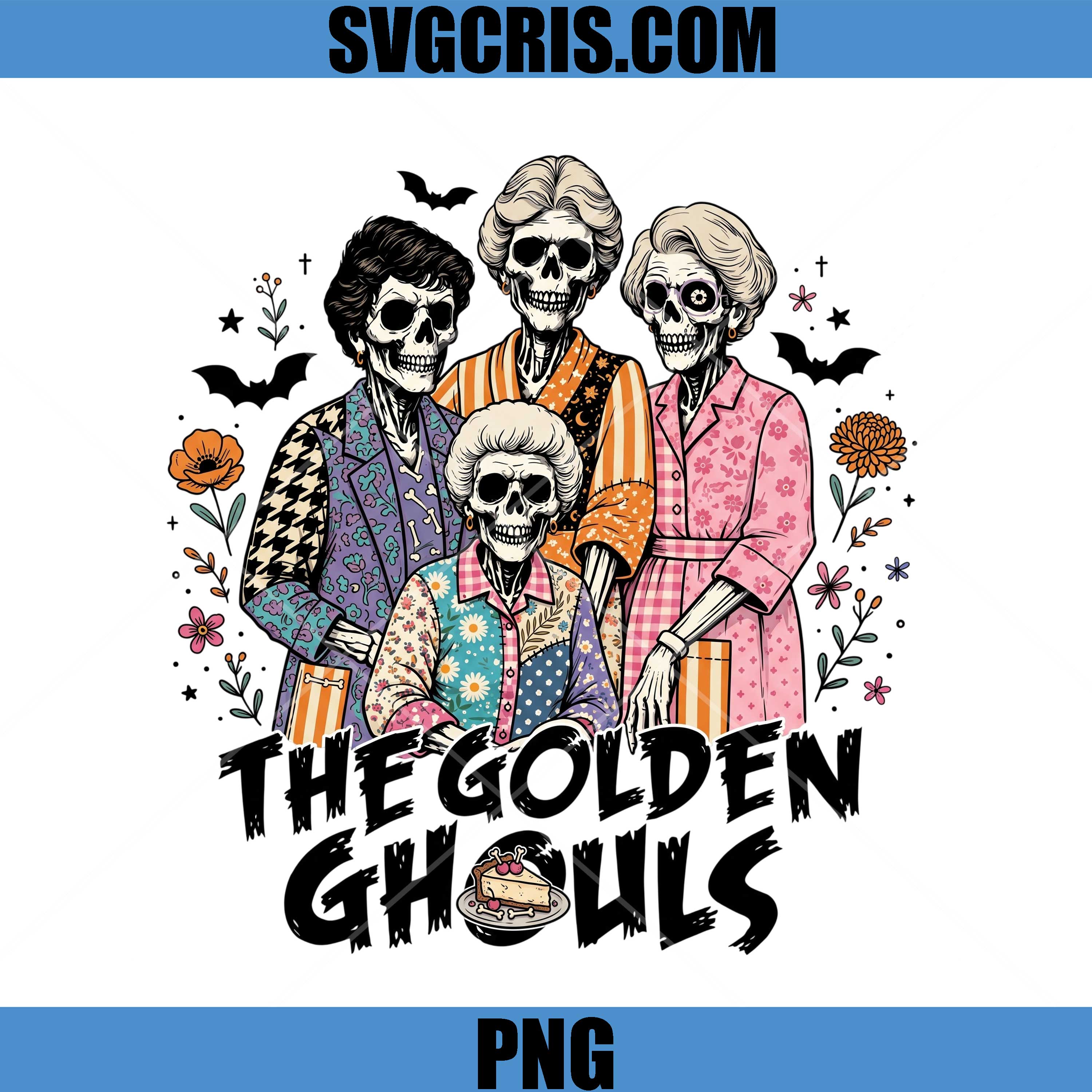 The Golden Ghouls PNG, Skeleton Halloween Vintage Grandma PNG  