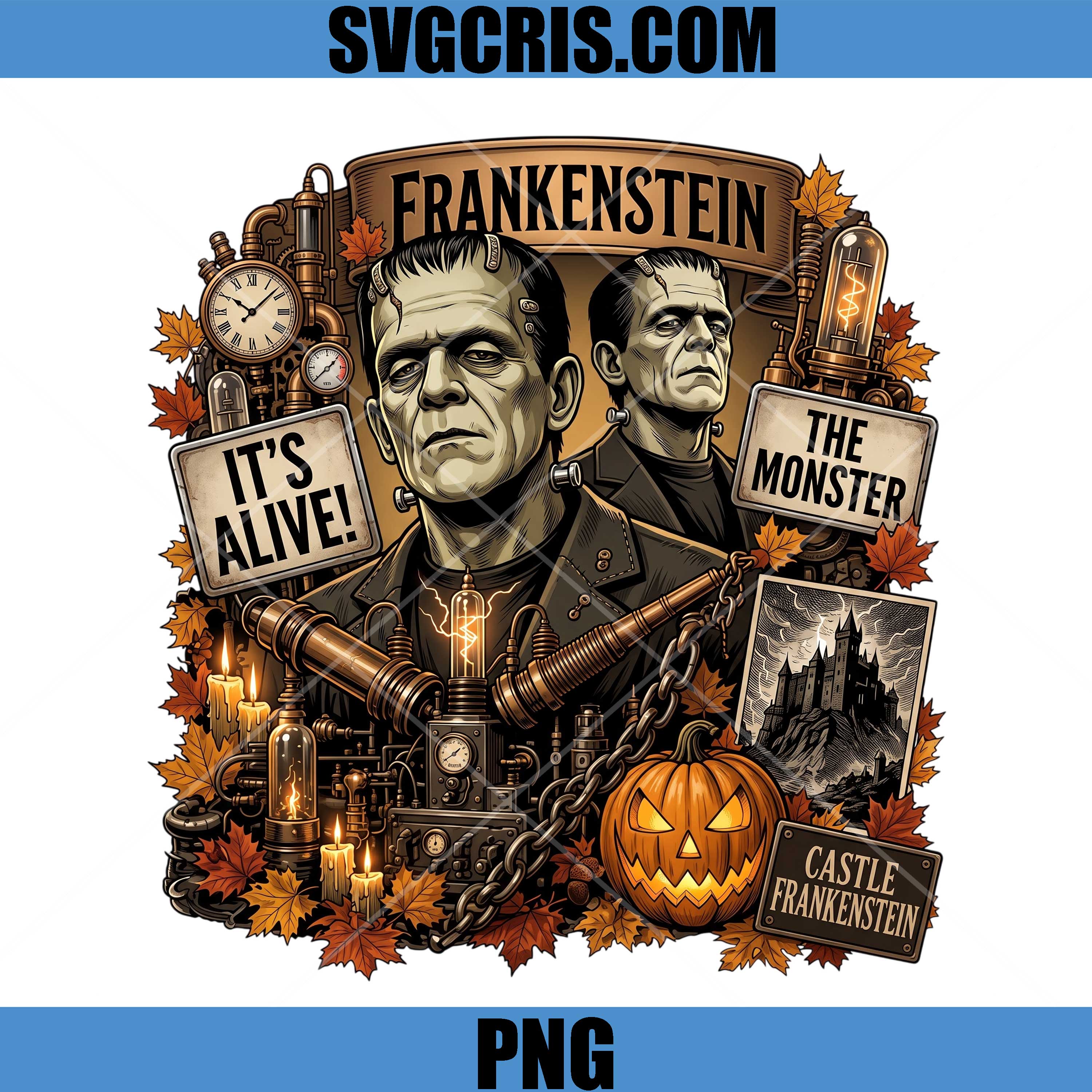 Frankenstein Monster Pumpkin PNG, Its Alive Halloween Castle Art PNG