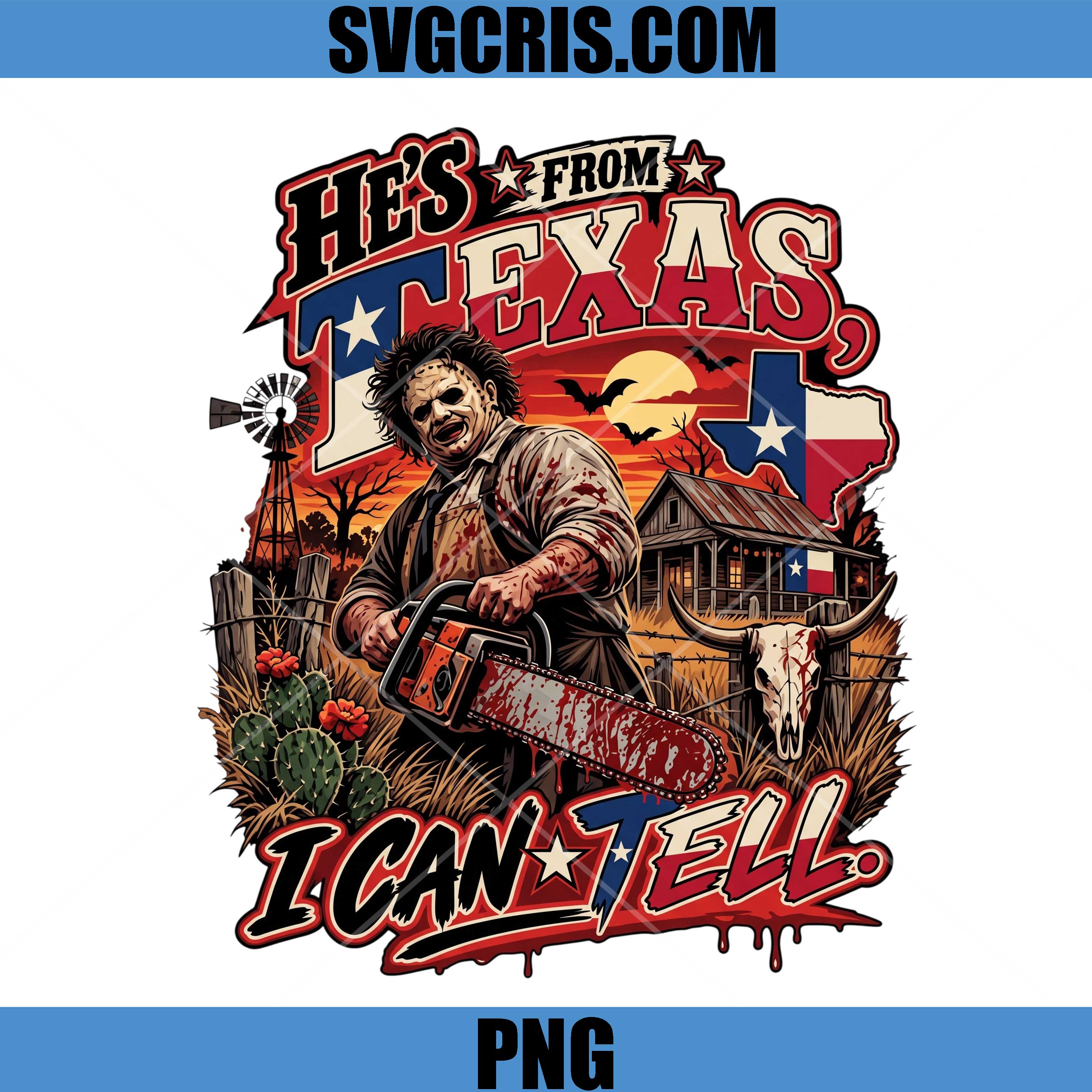 Leatherface Texas PNG, He's From Texas Chainsaw Horror Art PNG