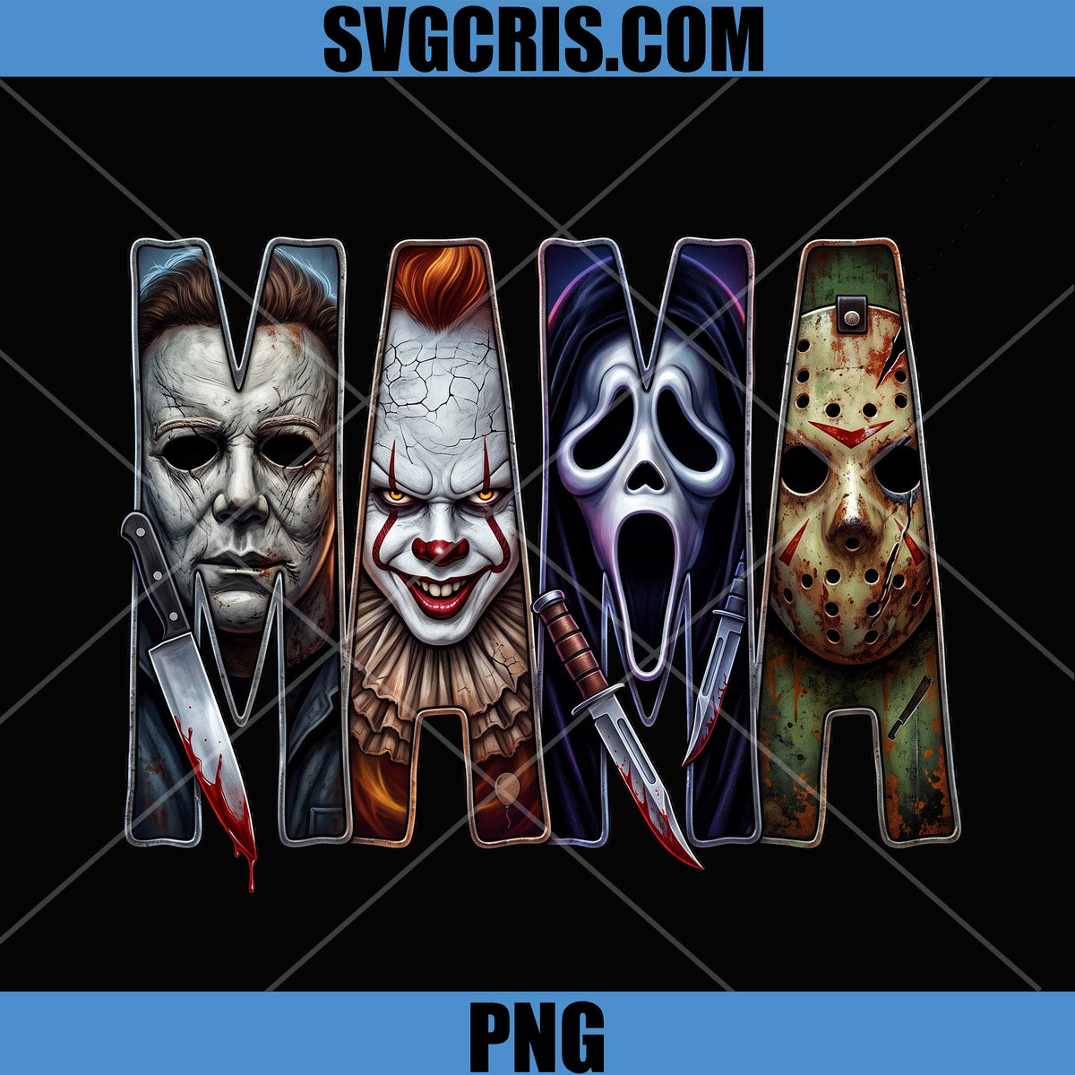 Horror Mask Mama PNG, Michael Pennywise Ghostface Art PNG